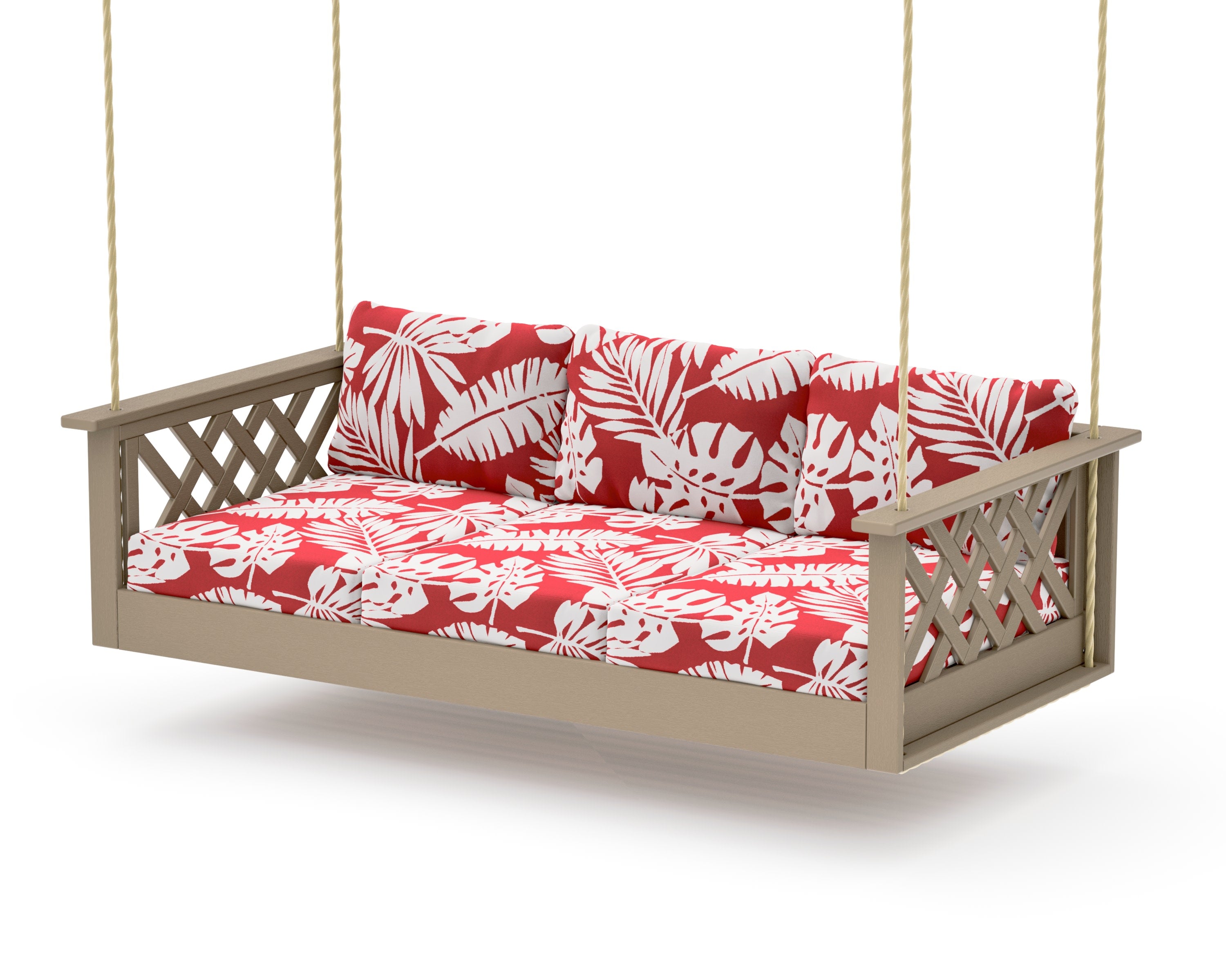 Wovendale Daybed Swing in Vintage Sahara / Leaf Crimson
