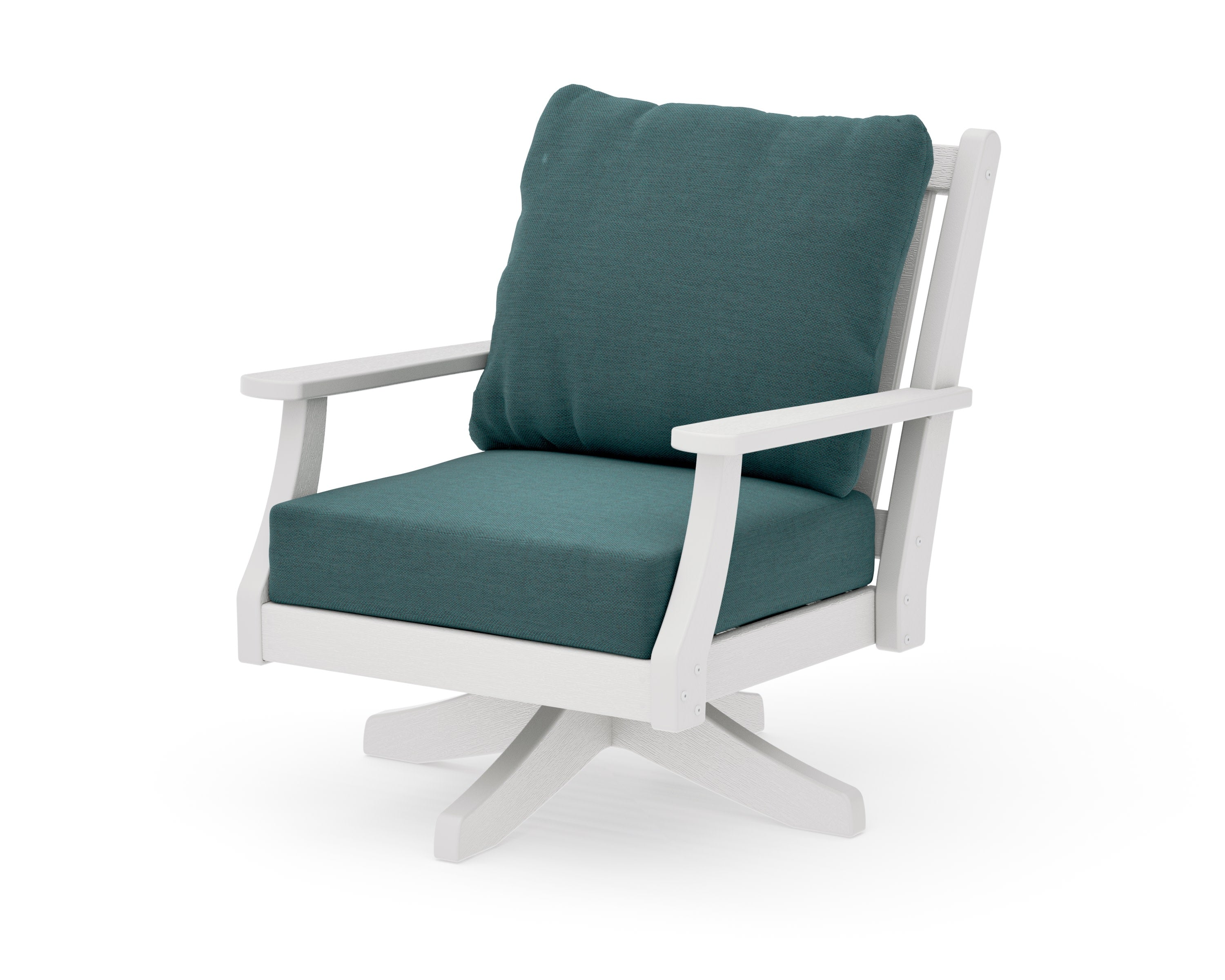 Wovendale Deep Seating Swivel Chair in Vintage White / Ocean Teal