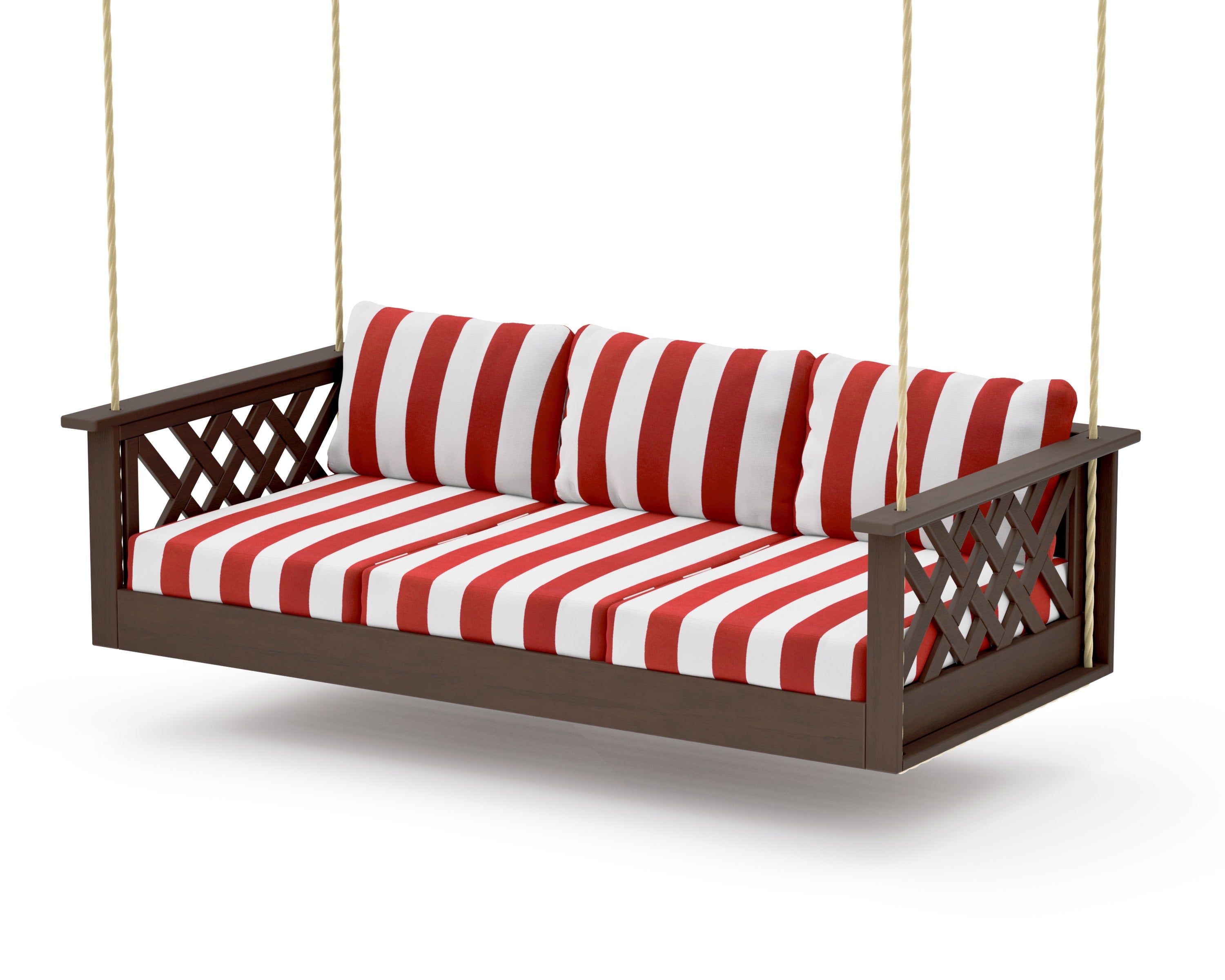 Wovendale Daybed Swing in Kona / Cabana Stripe Crimson