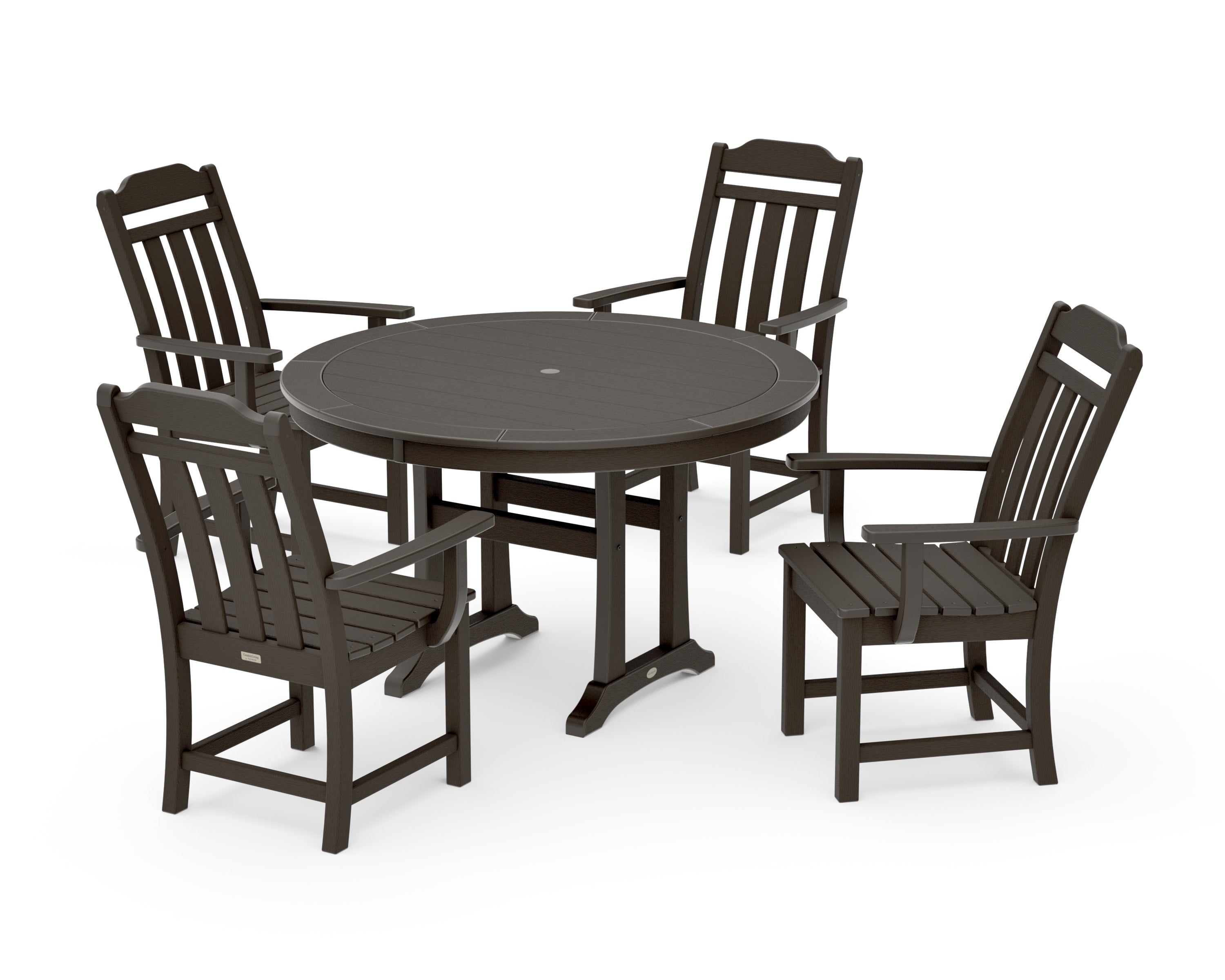 Cottage 5-Piece Round Dining Set with Trestle Legs in Vintage Coffee
