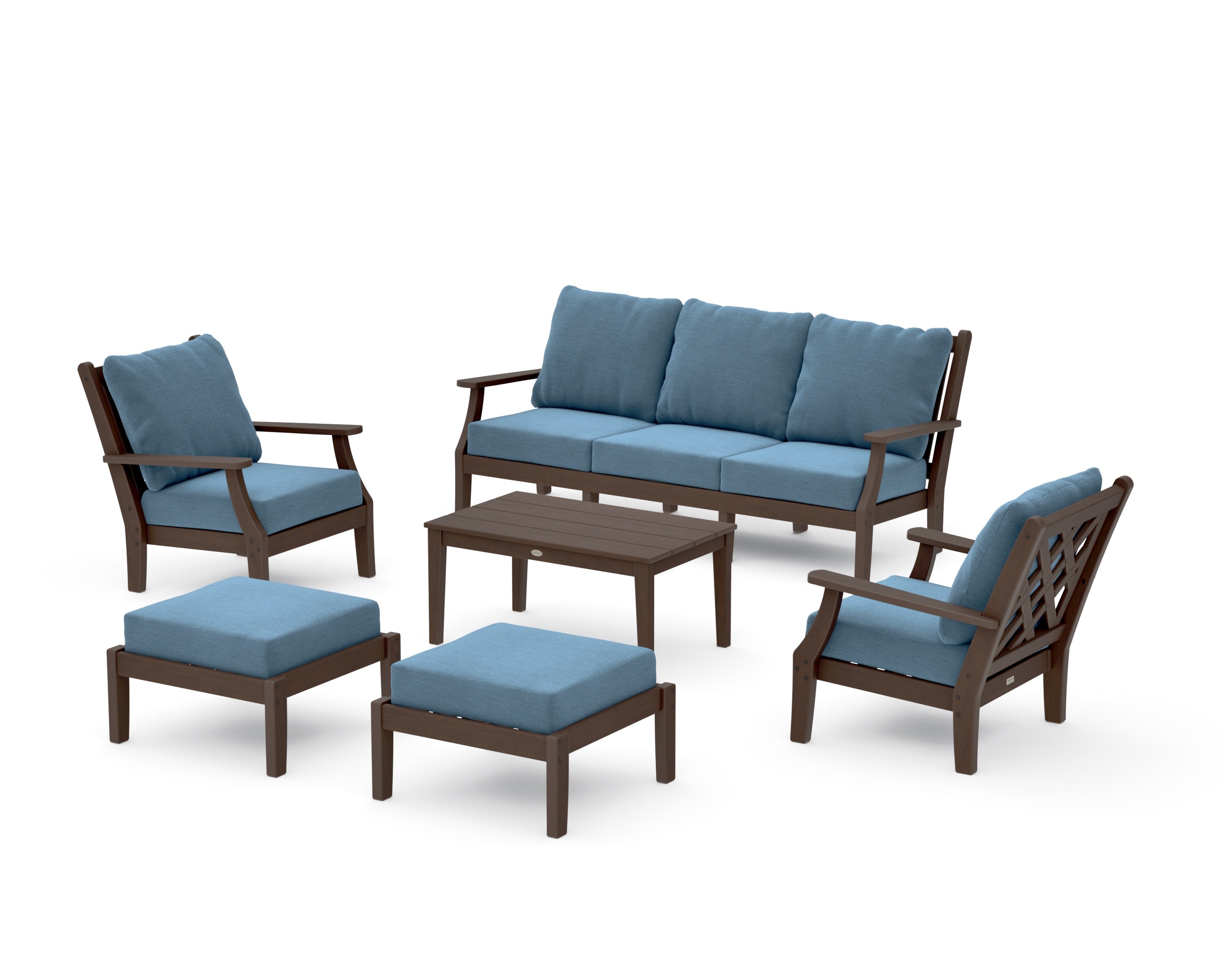 Wovendale 6-Piece Lounge Sofa Set in Kona / Sky Blue