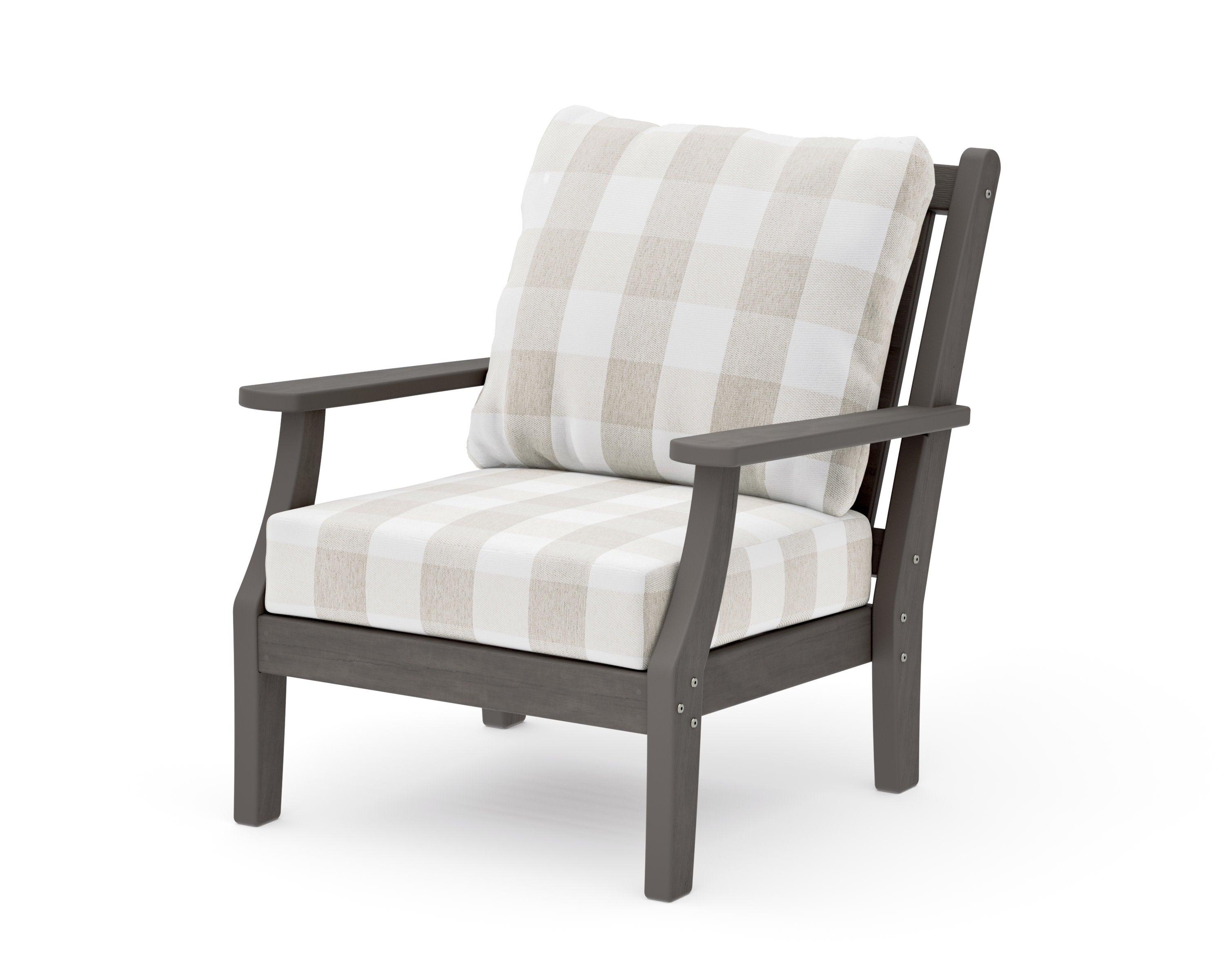 Wovendale Deep Seating Chair in Driftwood / Buffalo Plaid Dune Burlap