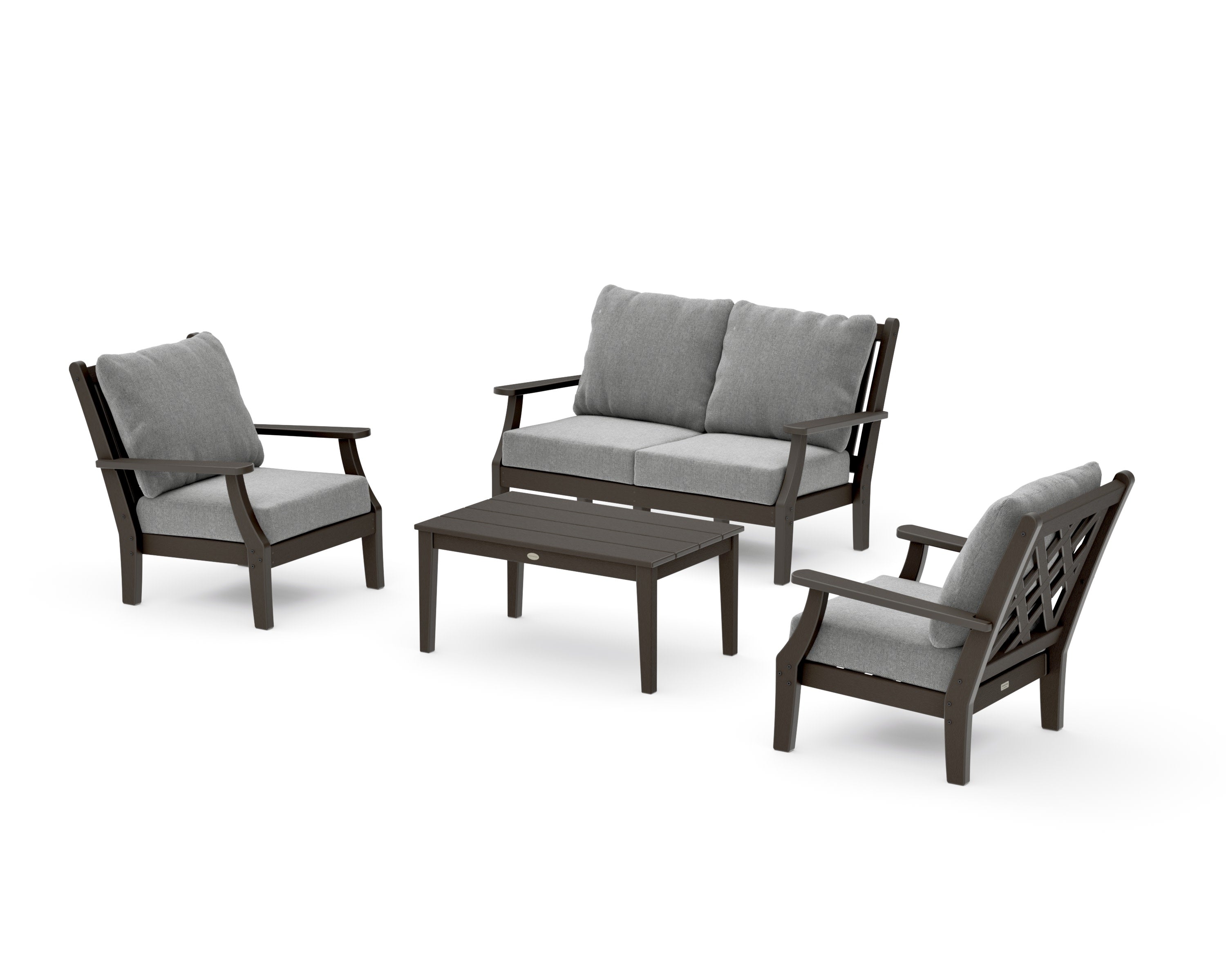 Wovendale 4-Piece Deep Seating Set with Loveseat in Vintage Coffee / Grey Mist