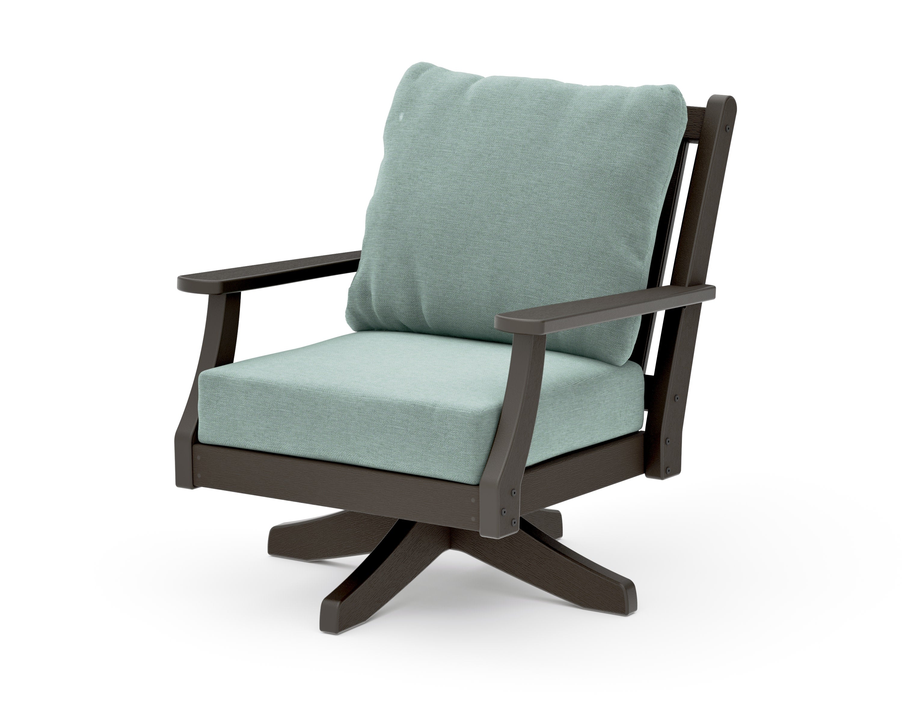 Wovendale Deep Seating Swivel Chair in Vintage Coffee / Glacier Spa