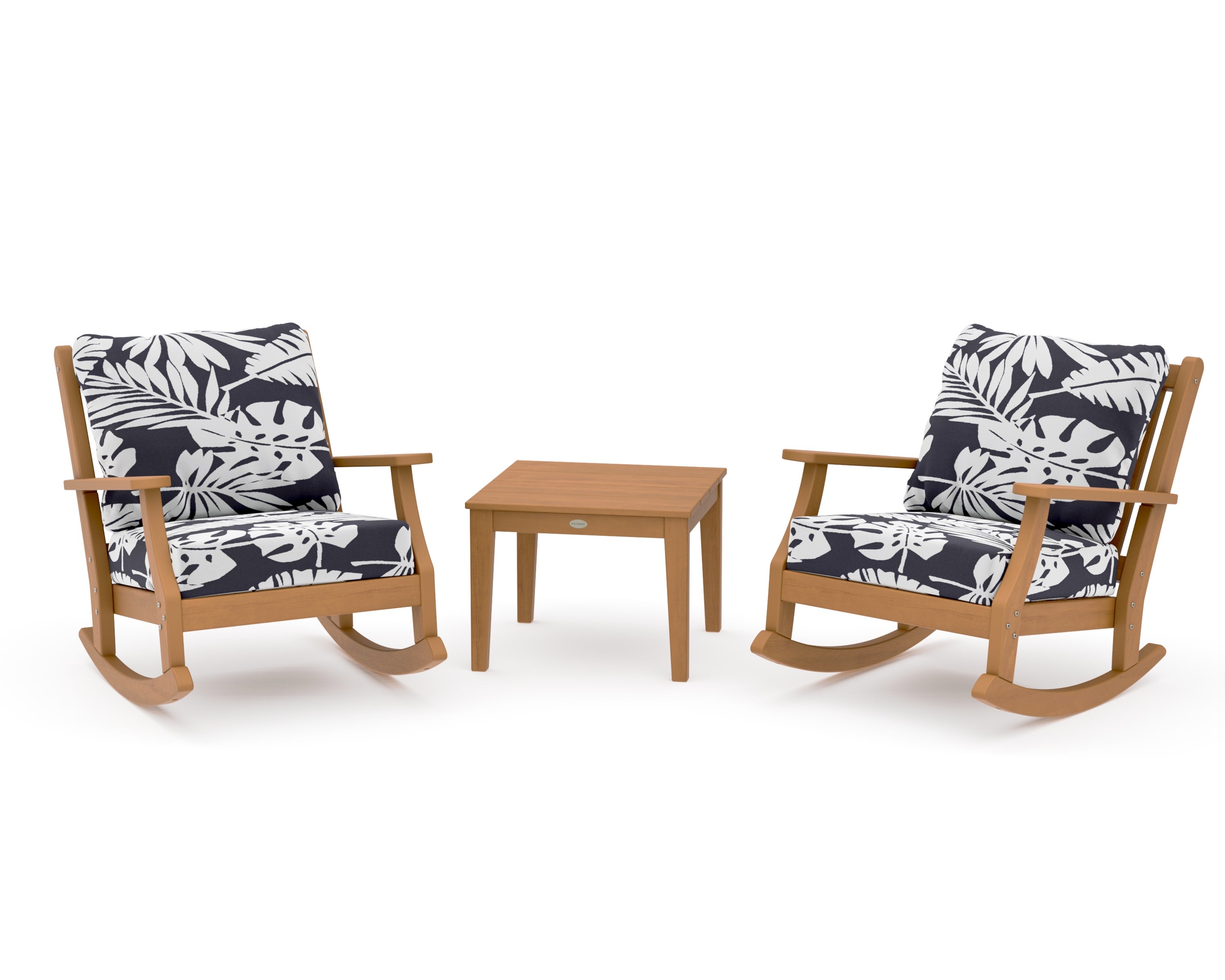 Wovendale 3-Piece Deep Seating Rocker Set in Natural / Leaf Navy