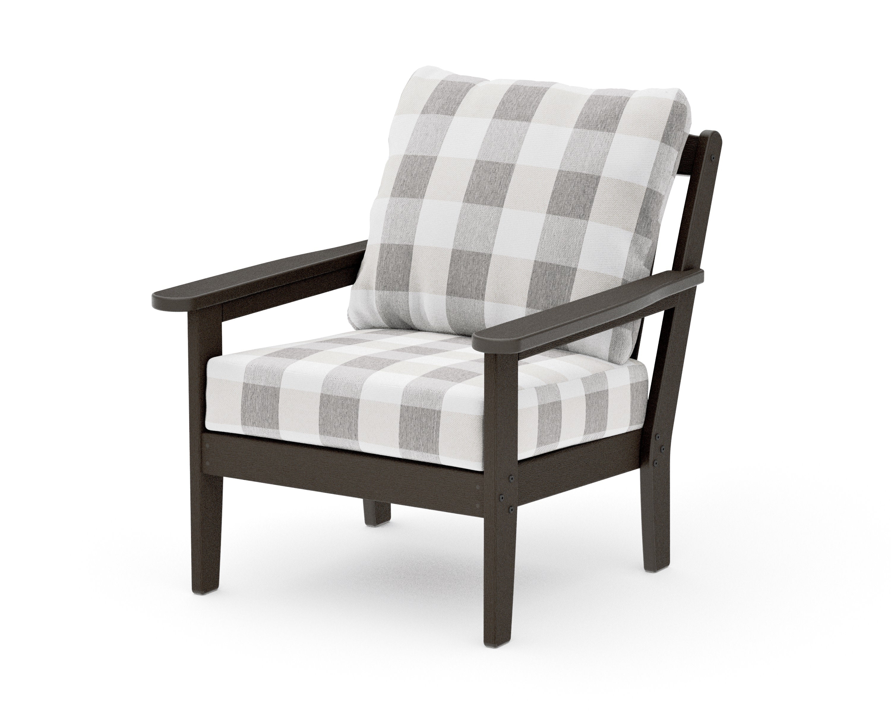 Cottage Deep Seating Chair in Vintage Coffee / Cabana Stripe Sky Blue