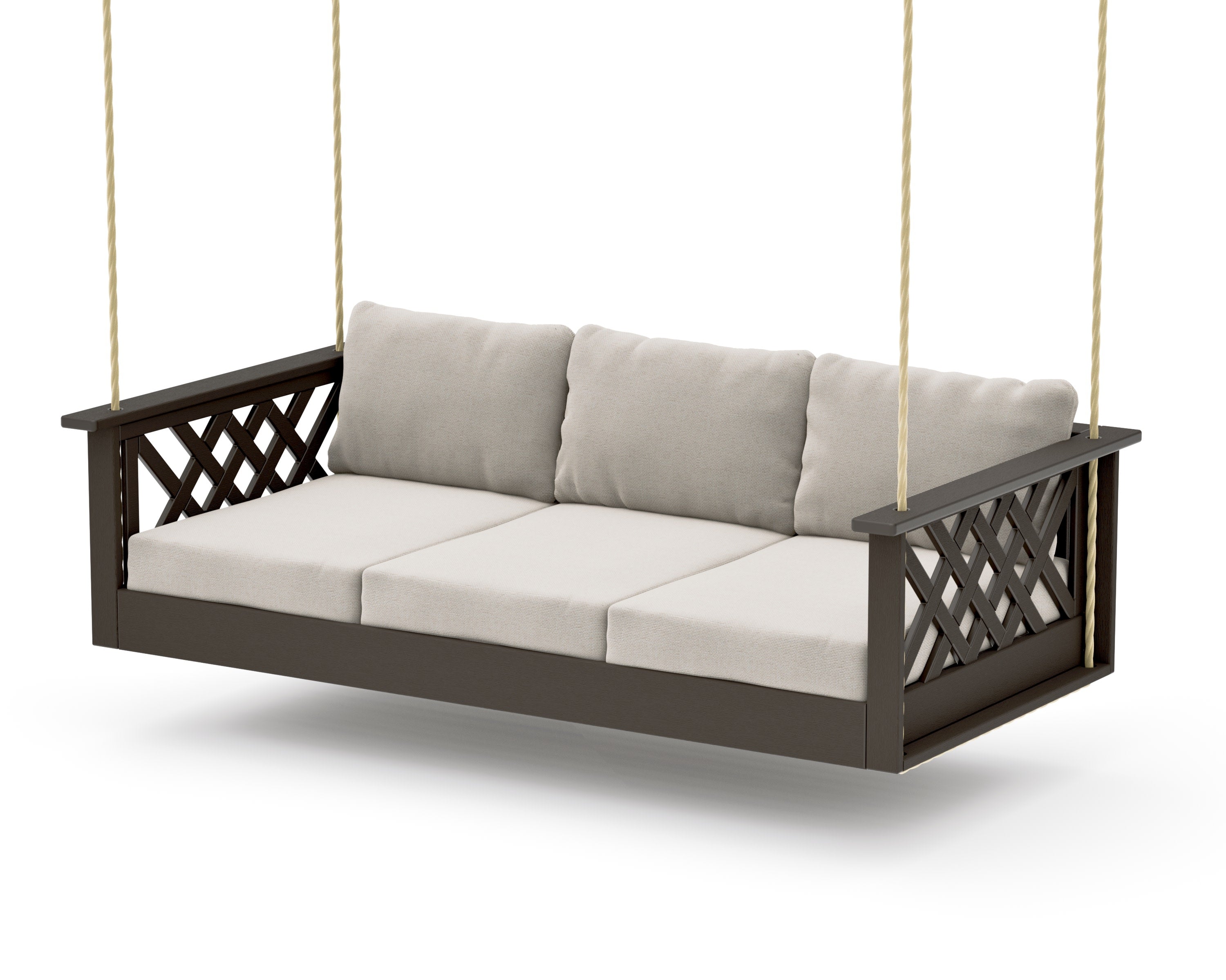 Wovendale Daybed Swing in Vintage Coffee / Dune Burlap