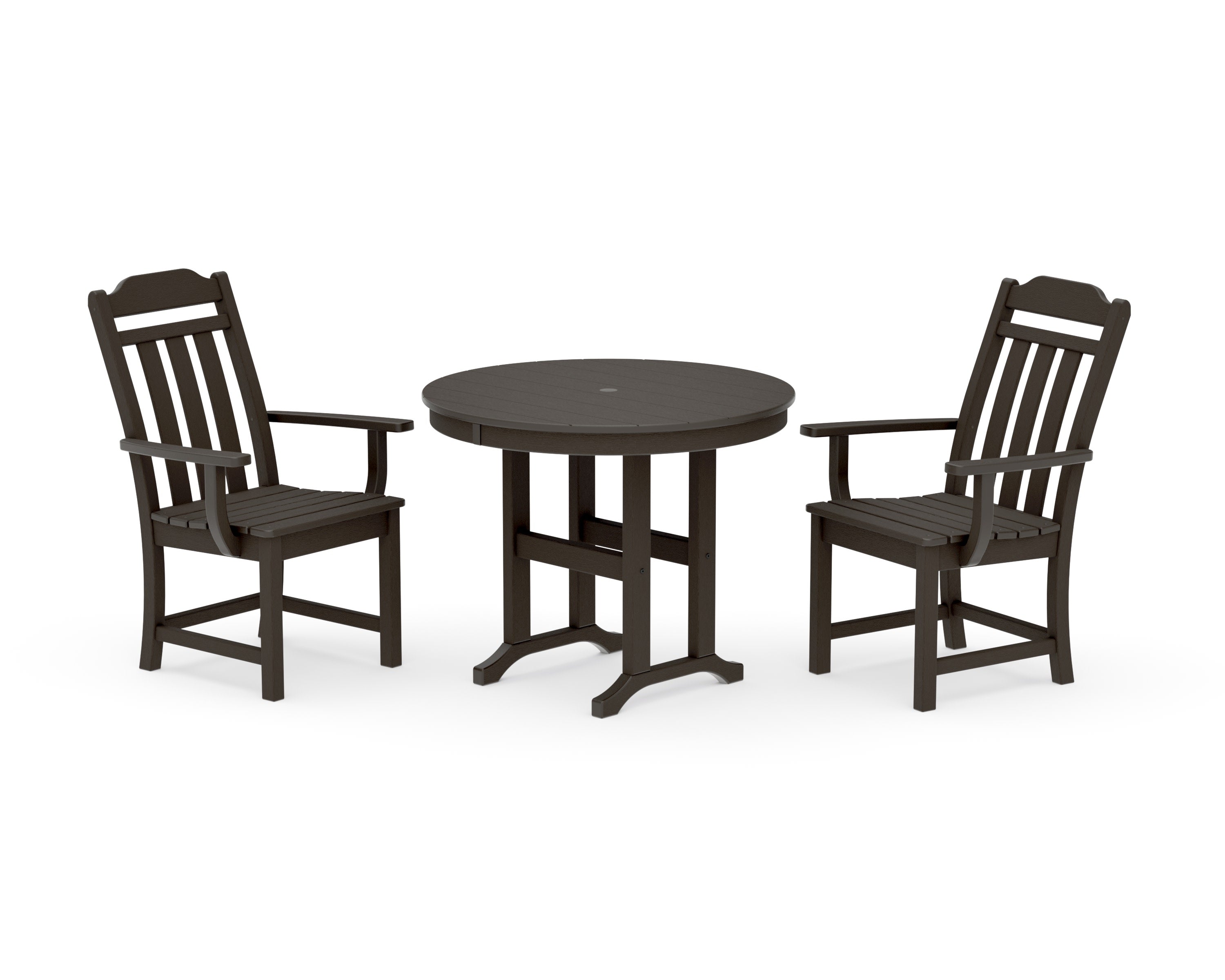 Cottage 3-Piece Farmhouse Dining Set in Vintage Coffee
