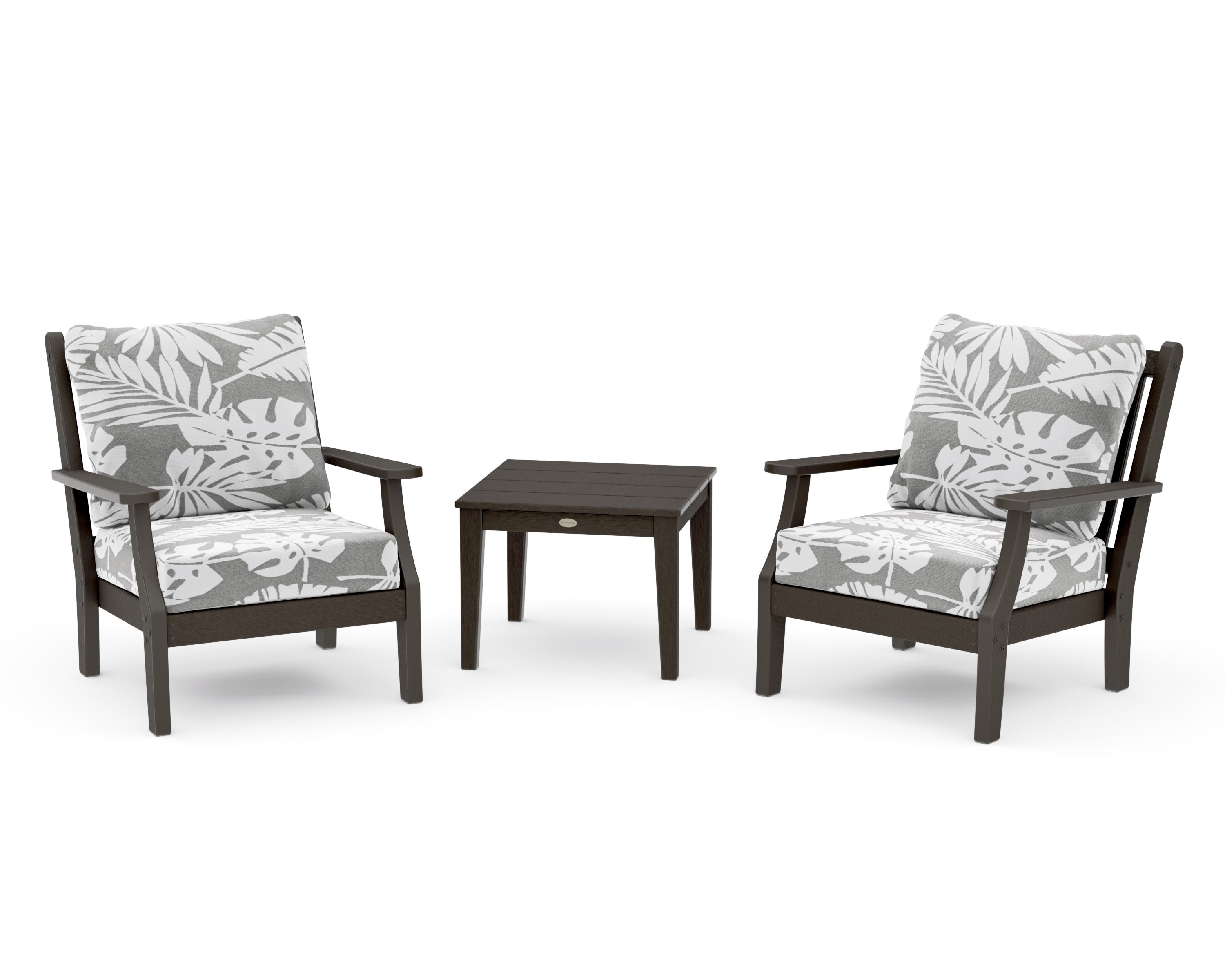 Wovendale 3-Piece Deep Seating Set in Vintage Coffee / Leaf Grey Mist