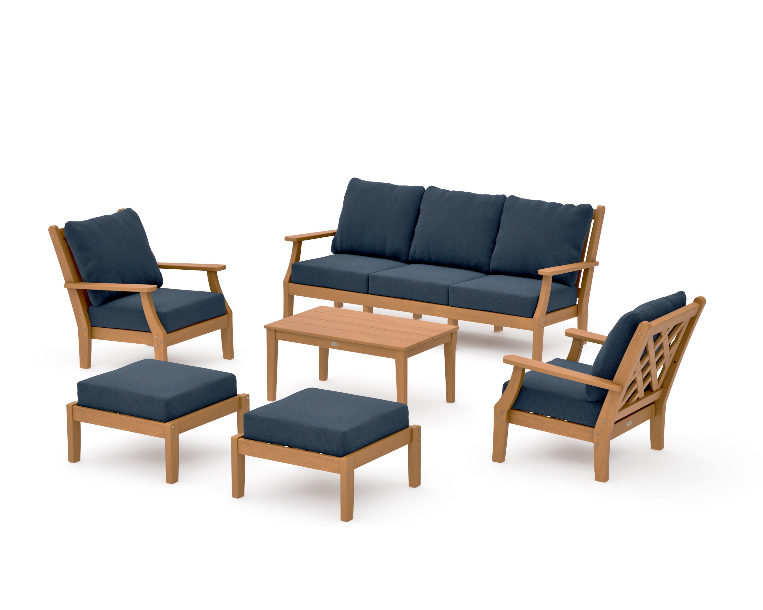Wovendale 6-Piece Lounge Sofa Set in Natural / Marine Indigo