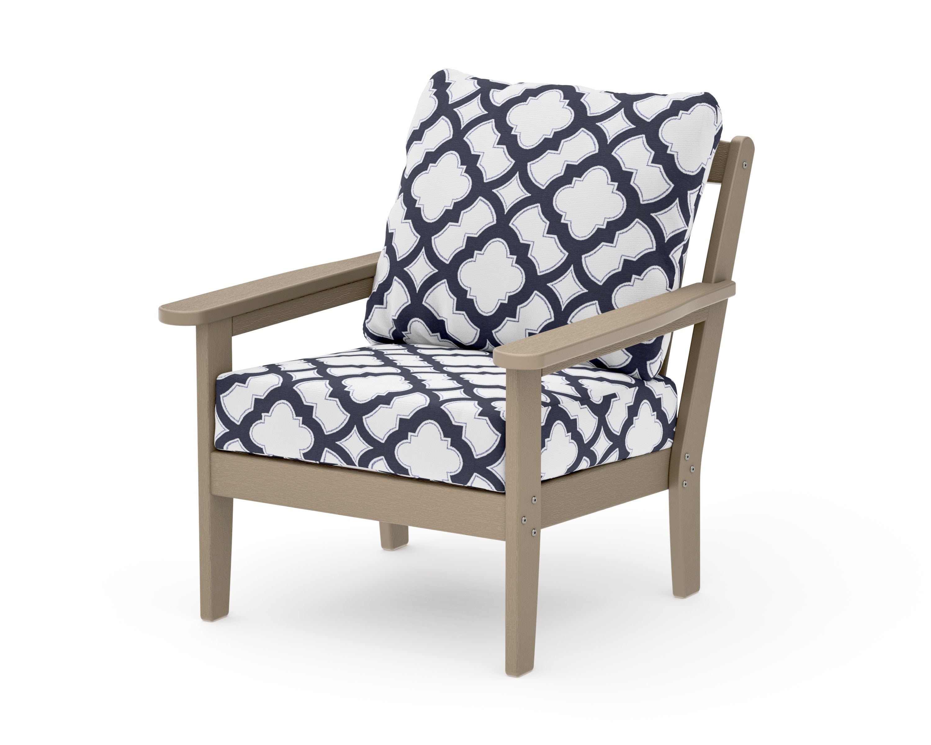 Cottage Deep Seating Chair in Vintage Sahara / Trellis Navy