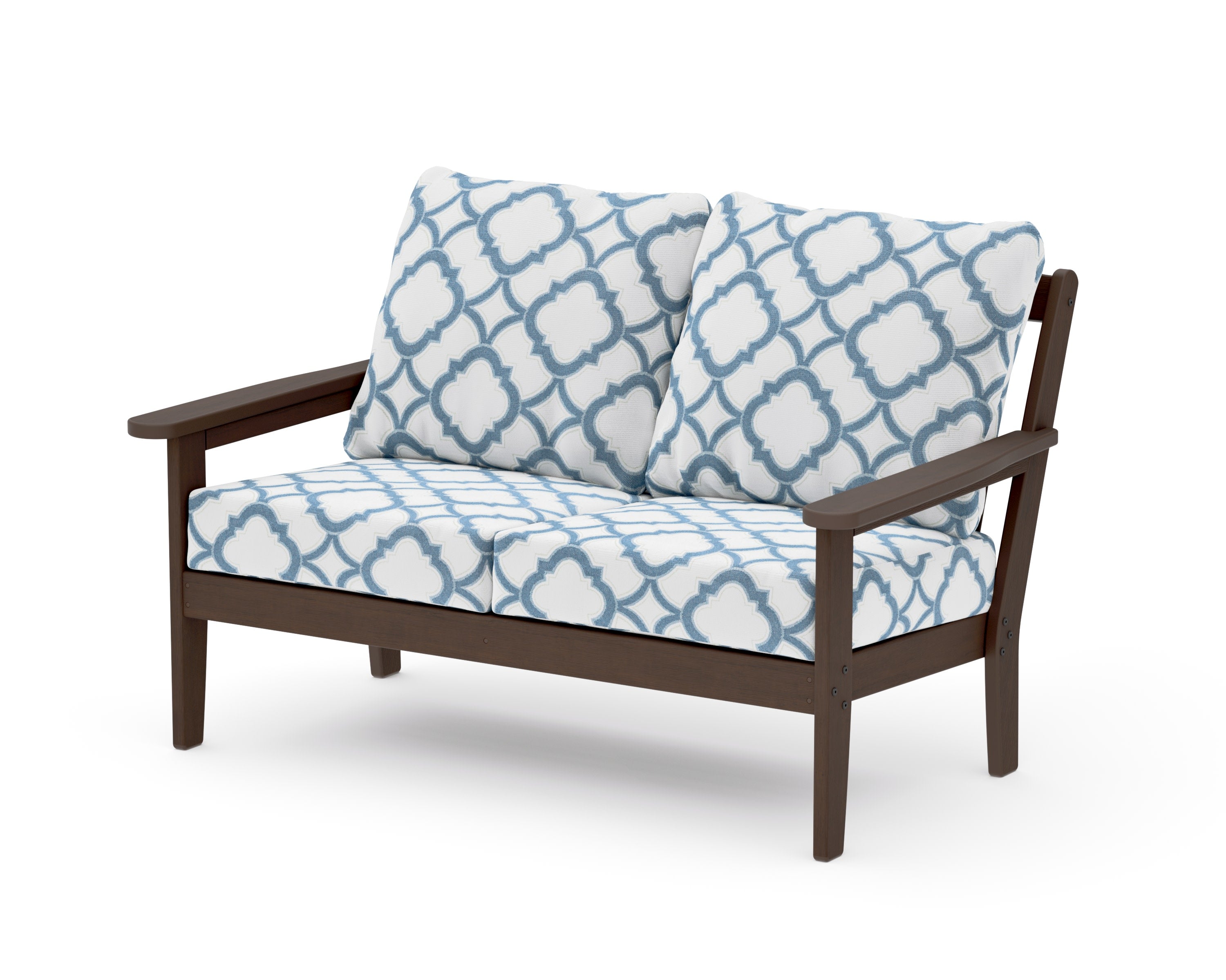 Cottage Deep Seating Loveseat in Kona / Trellis Sky Blue