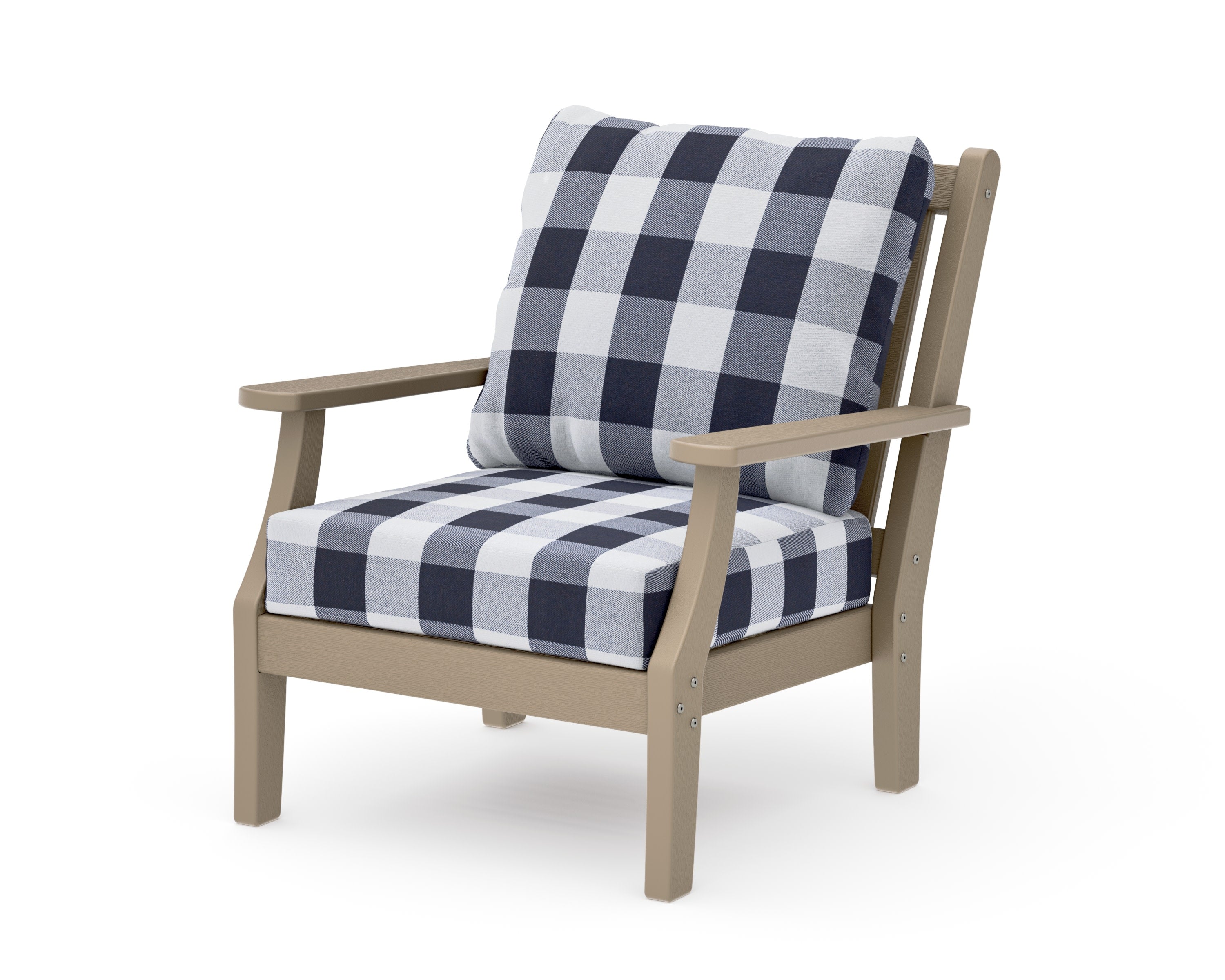 Wovendale Deep Seating Chair in Vintage Sahara / Buffalo Plaid Navy