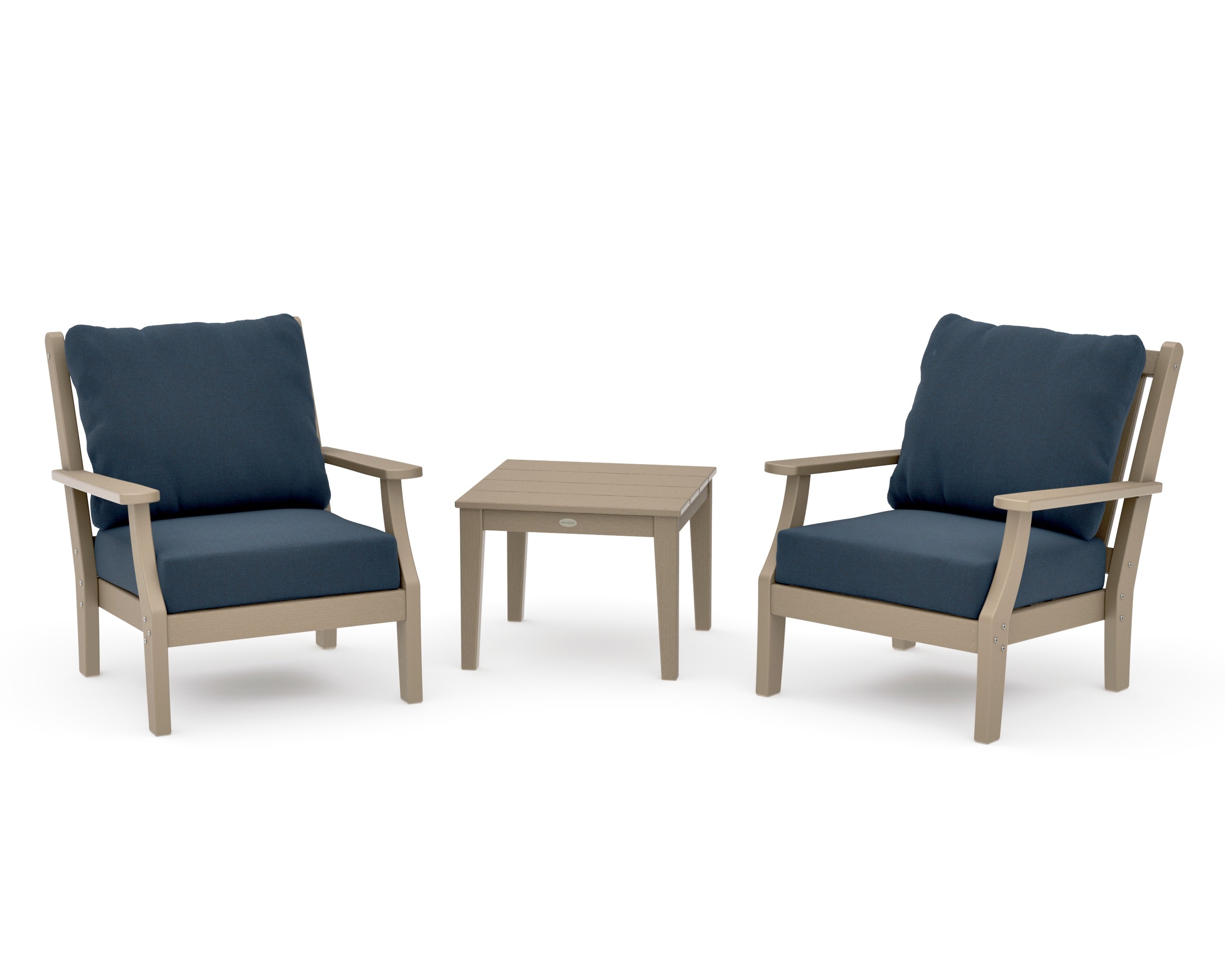 Wovendale 3-Piece Deep Seating Set in Vintage Sahara / Marine Indigo