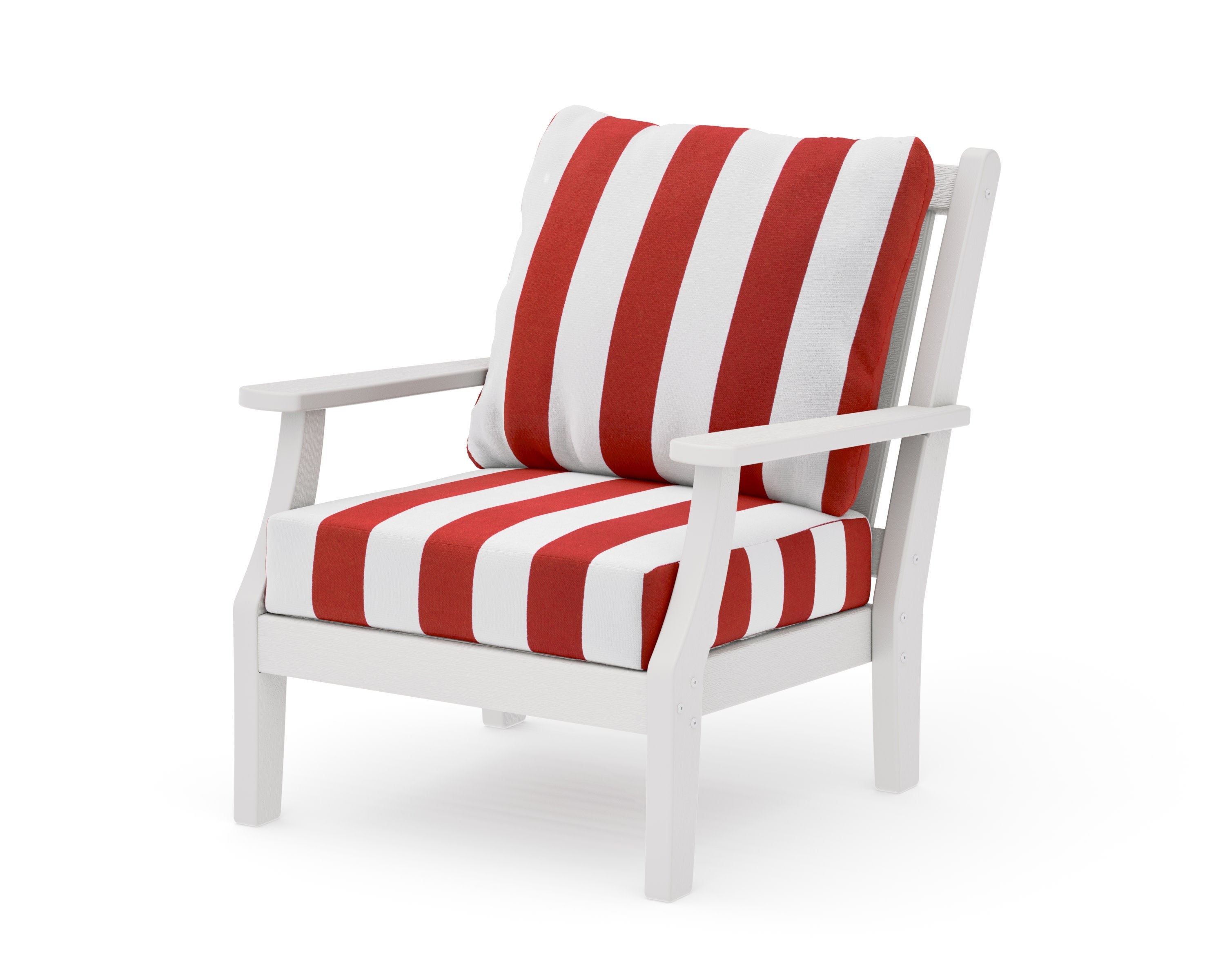 Wovendale Deep Seating Chair in Vintage White / Cabana Stripe Crimson