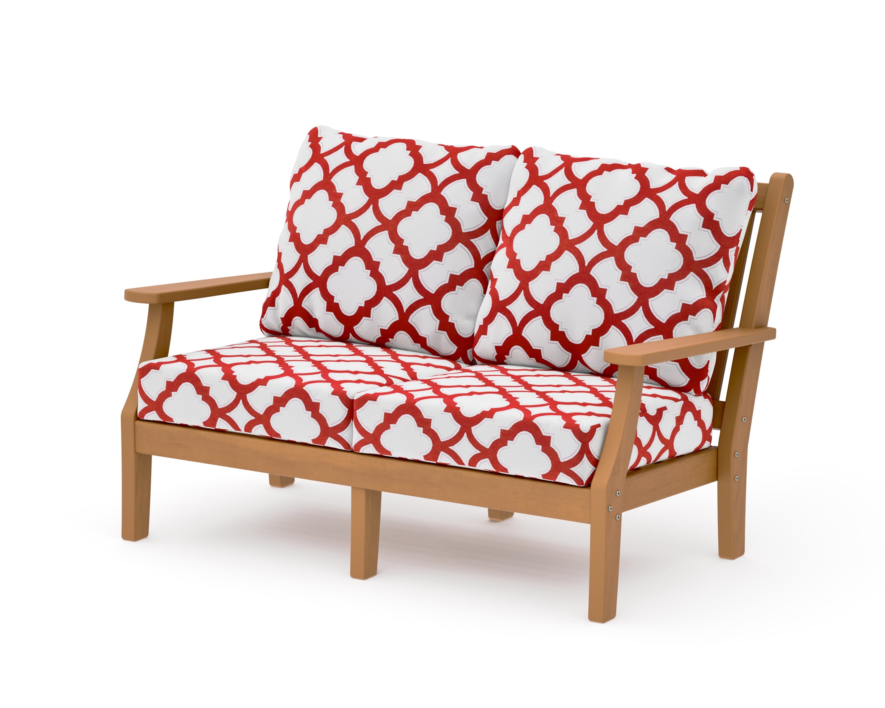 Wovendale Deep Seating Loveseat in Natural / Trellis Crimson
