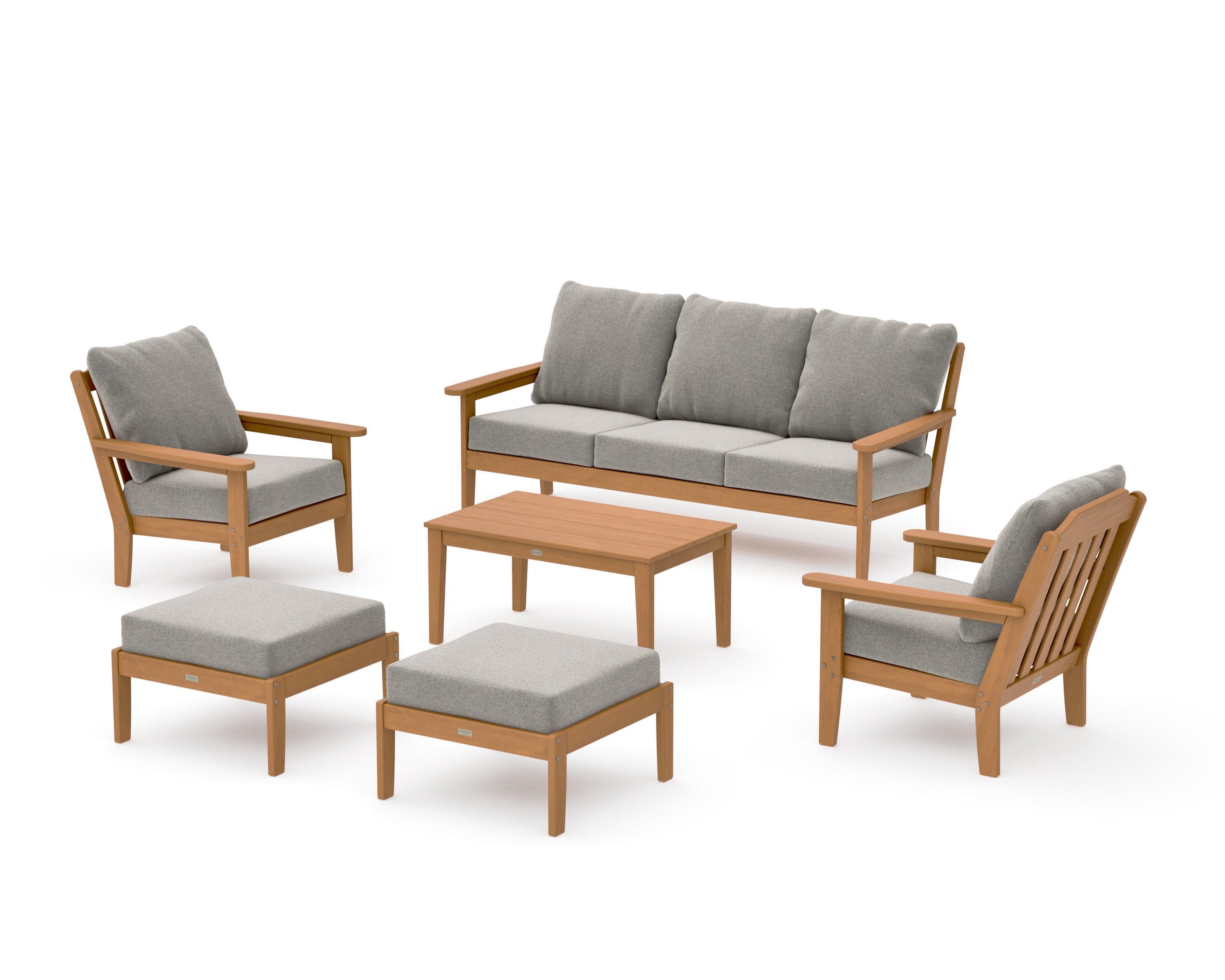 Cottage 6-Piece Lounge Sofa Set in Natural / Weathered Tweed