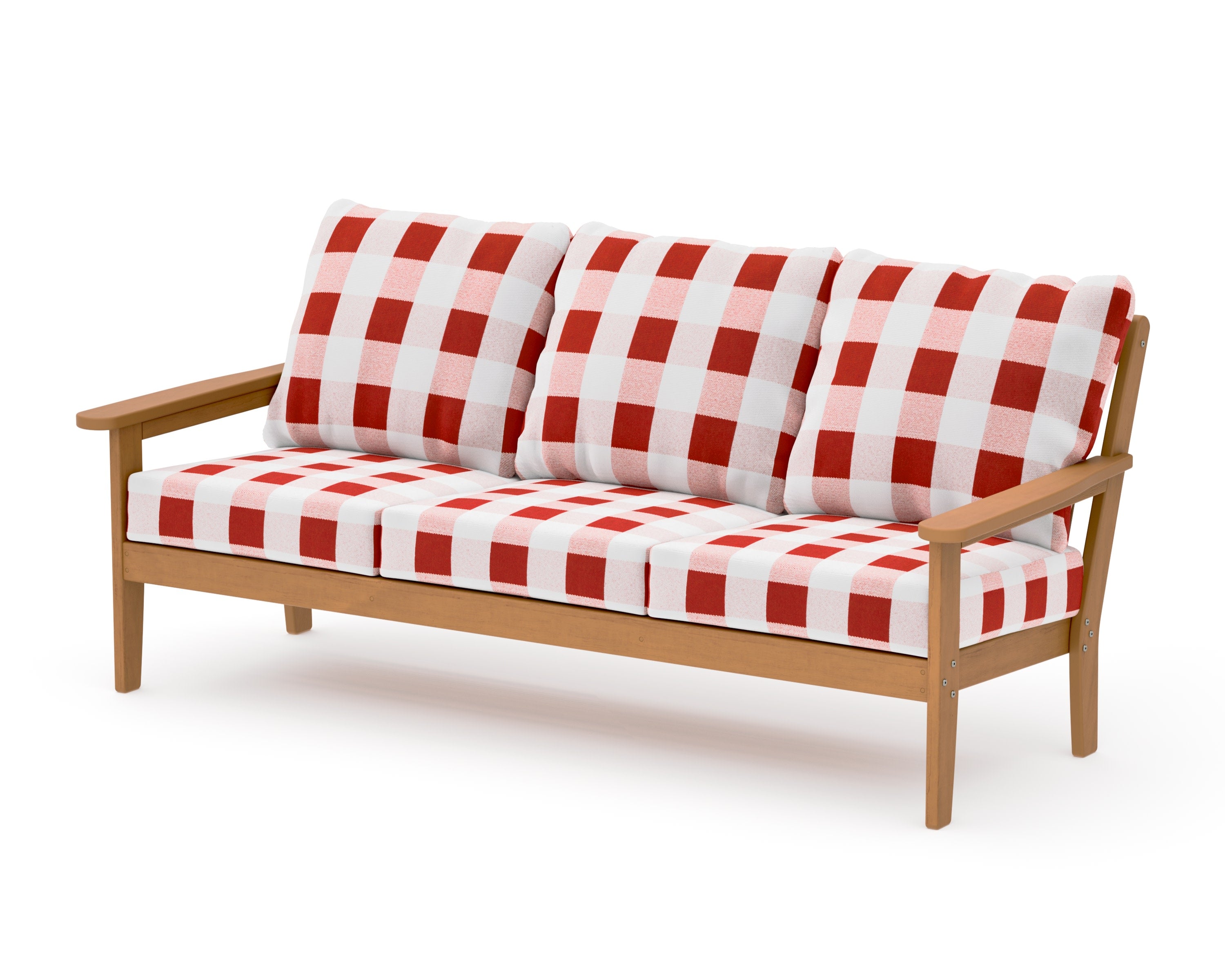 Cottage Deep Seating Sofa in Natural / Buffalo Plaid Crimson