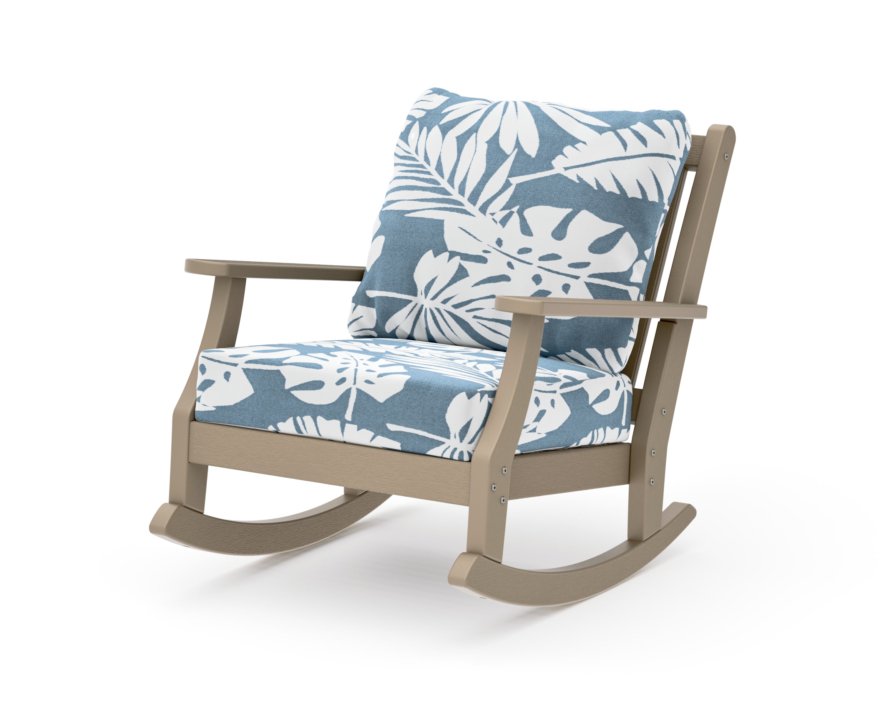 Wovendale Deep Seating Rocking Chair in Vintage Sahara / Leaf Sky Blue