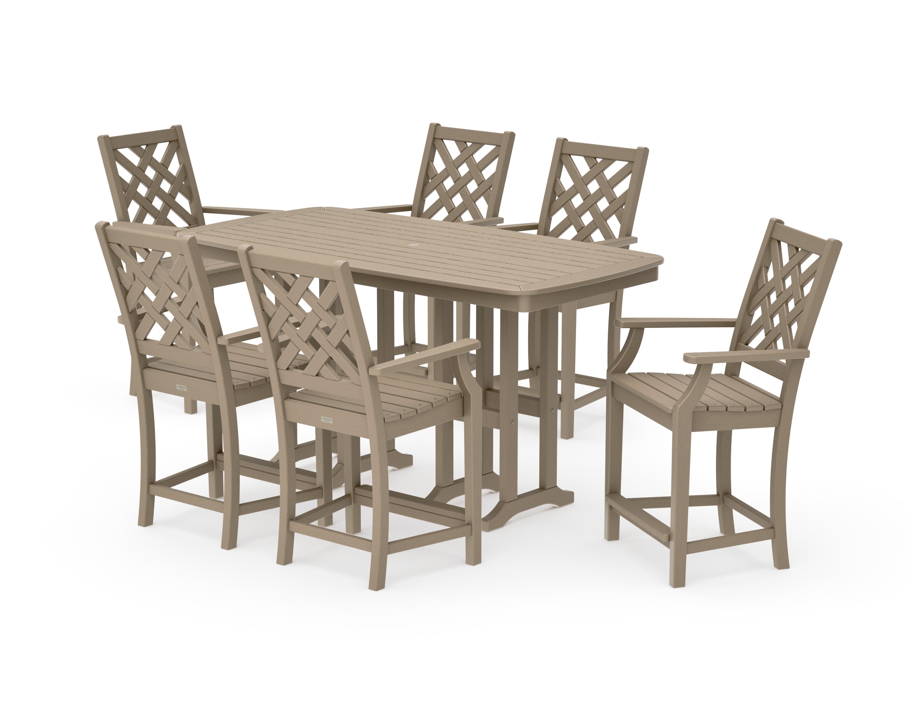 Wovendale Arm Chair 7-Piece Counter Set in Vintage Sahara