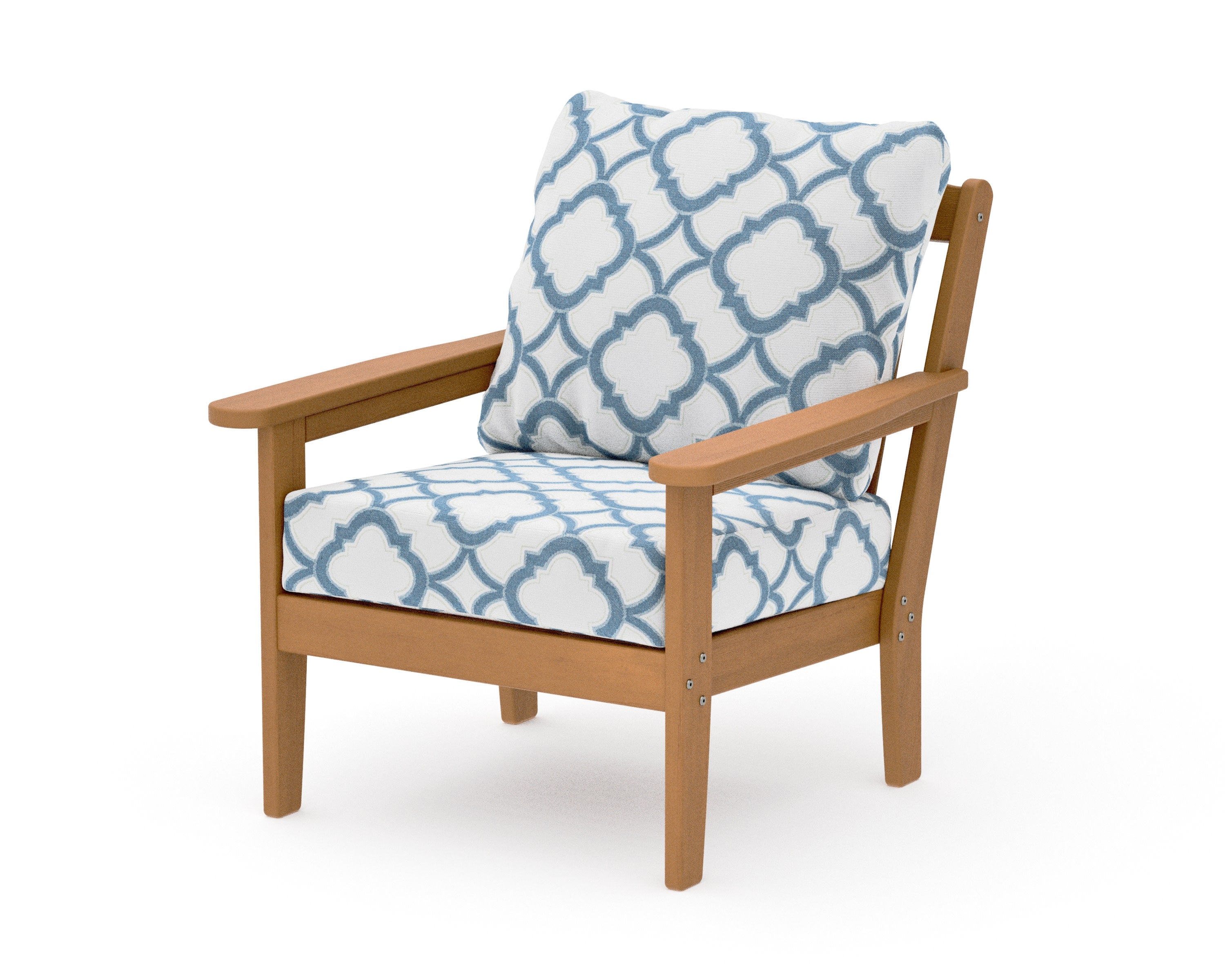 Cottage Deep Seating Chair in Natural / Trellis Sky Blue