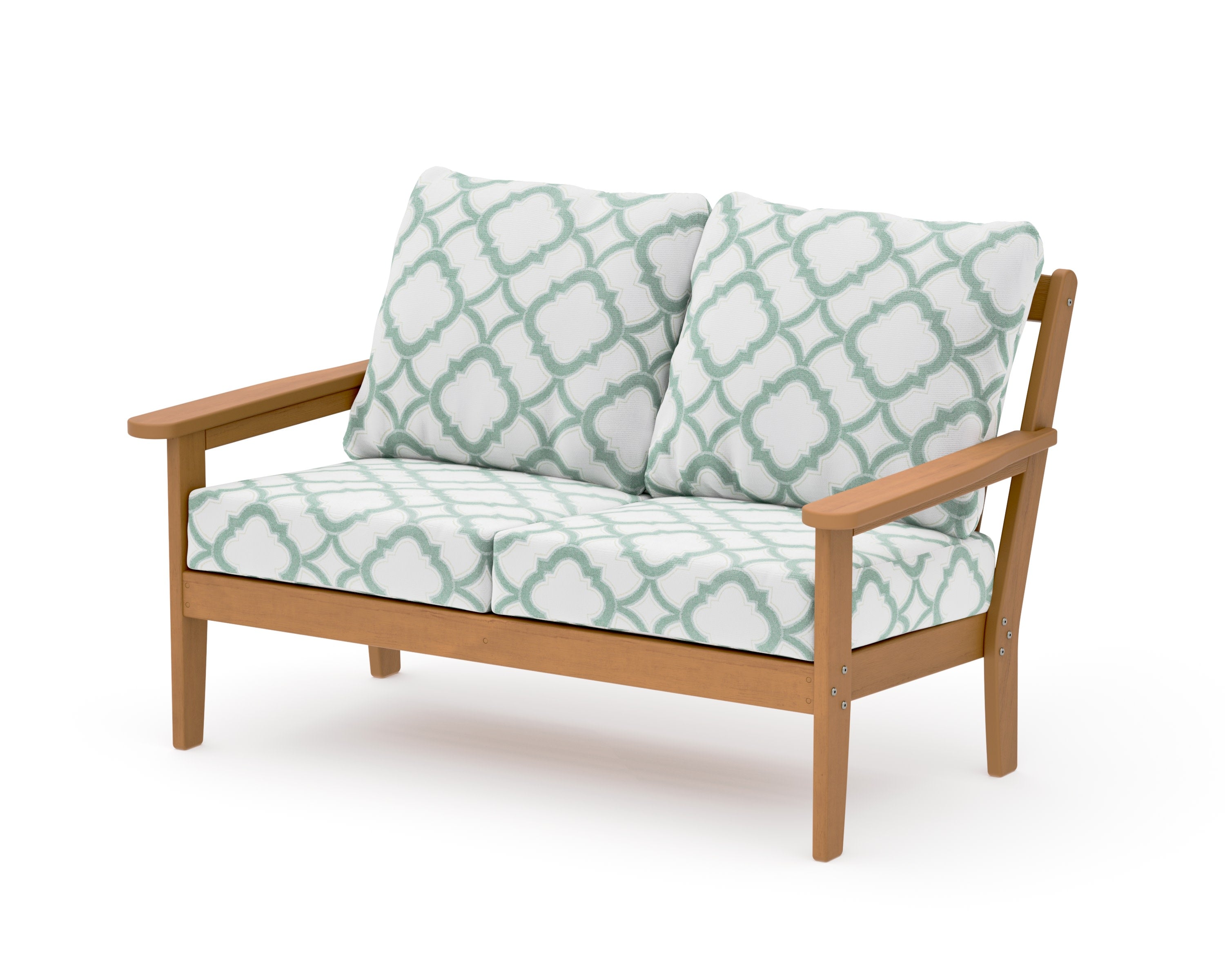 Cottage Deep Seating Loveseat in Natural / Trellis Glacier Spa