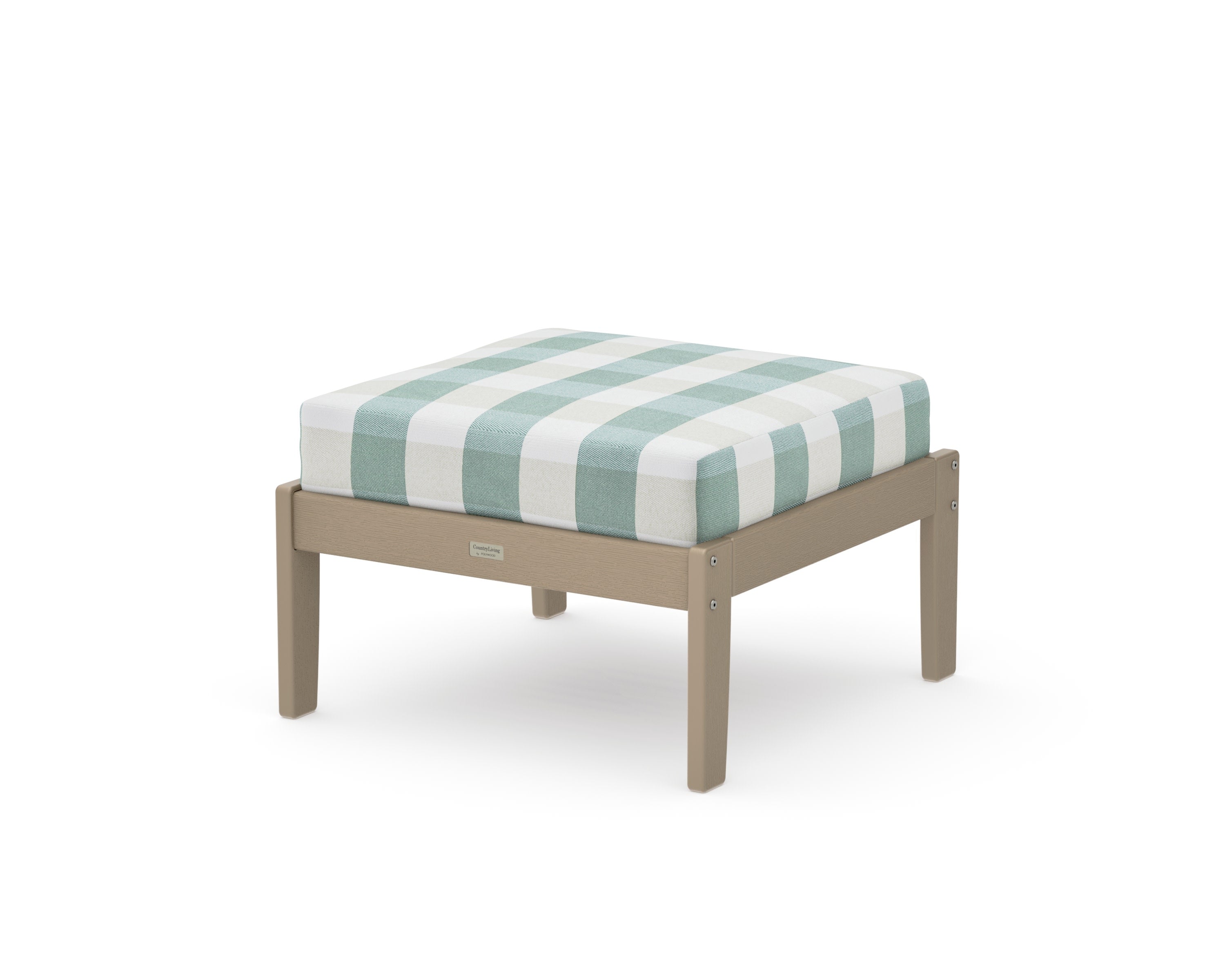 Cottage Deep Seating Ottoman in Vintage Sahara / Buffalo Plaid Glacier Spa