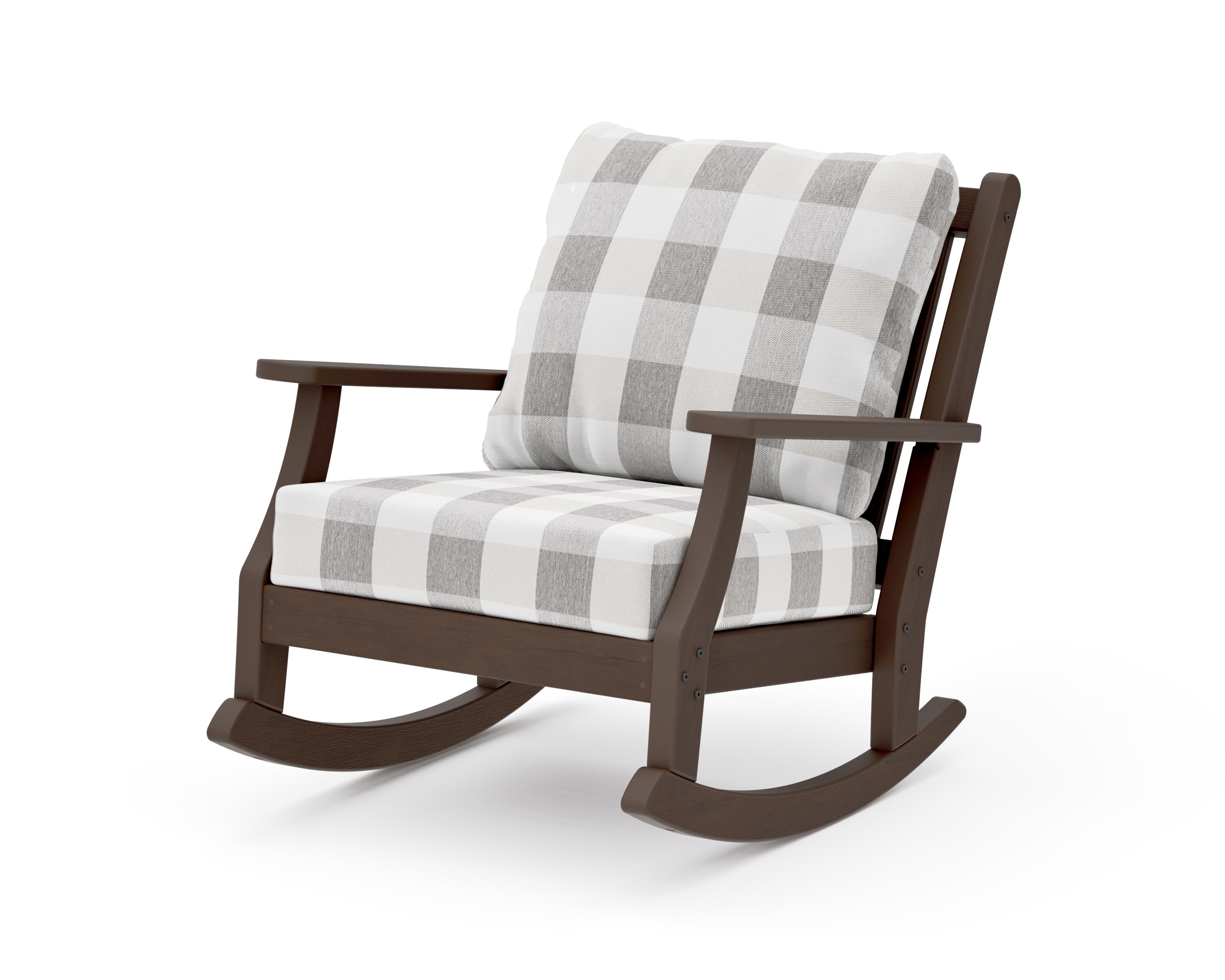 Wovendale Deep Seating Rocking Chair in Kona / Buffalo Plaid Grey Mist