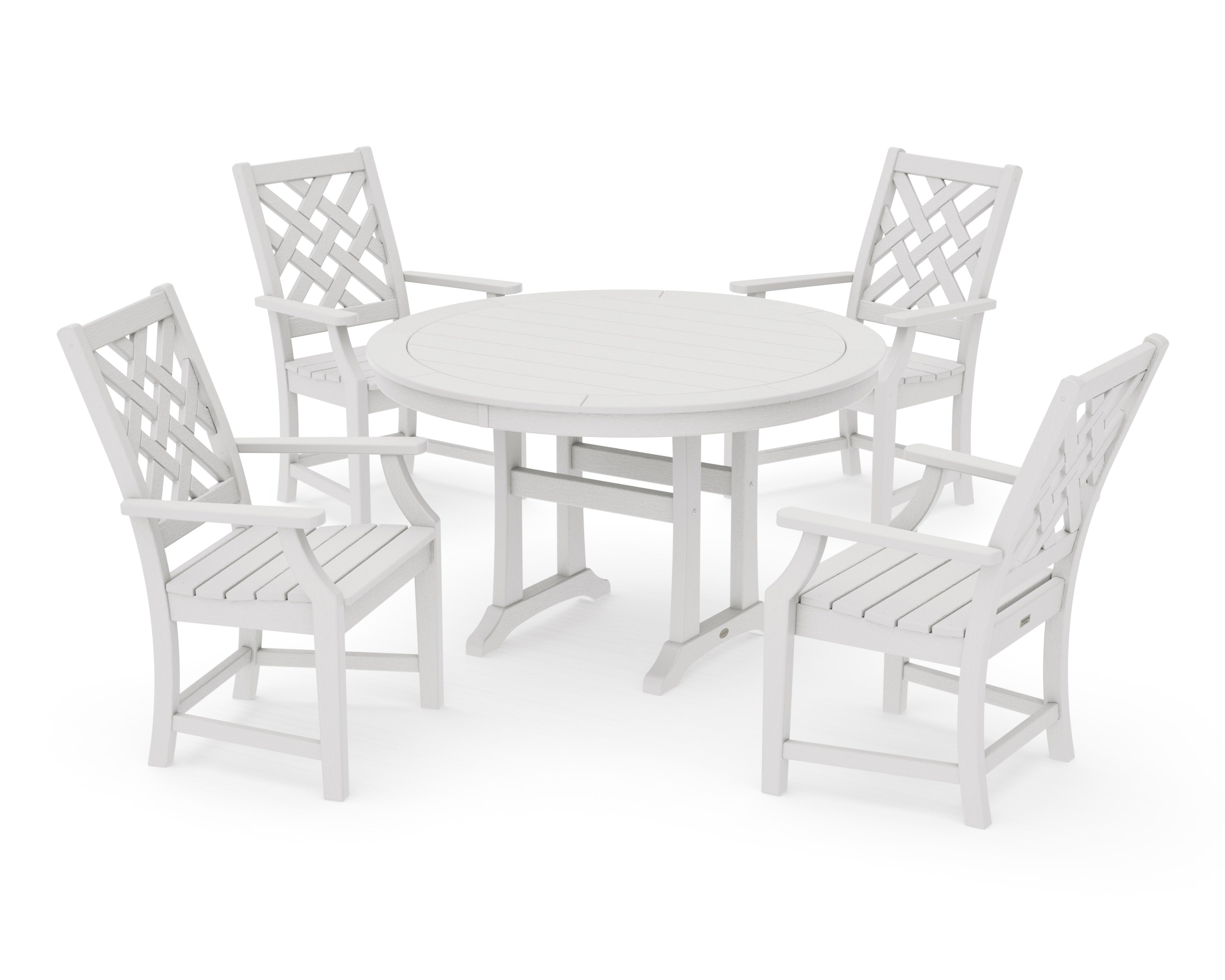 Wovendale 5-Piece Round Dining Set with Trestle Legs in Vintage White