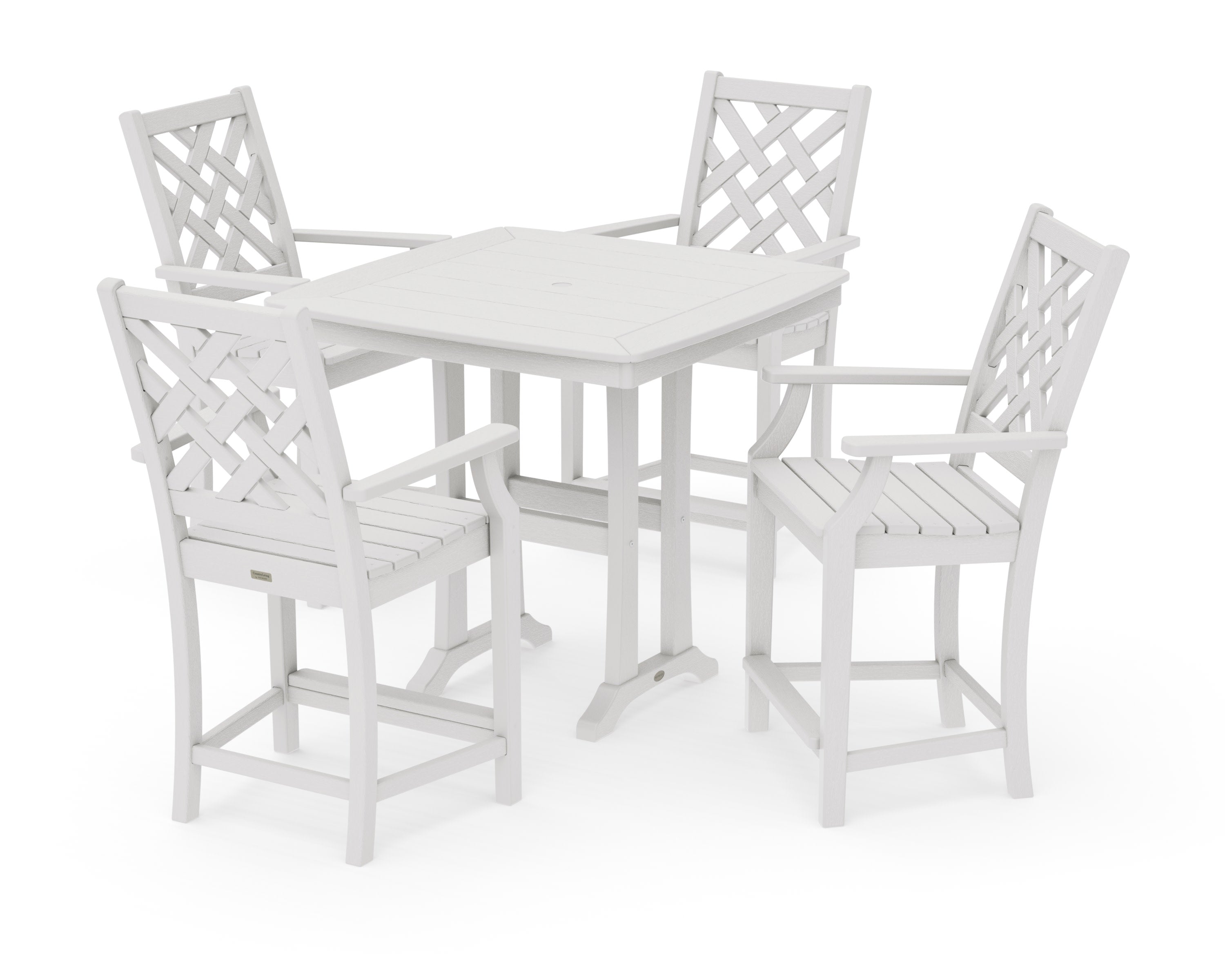 Wovendale 5-Piece Counter Set with Trestle Legs in Vintage White