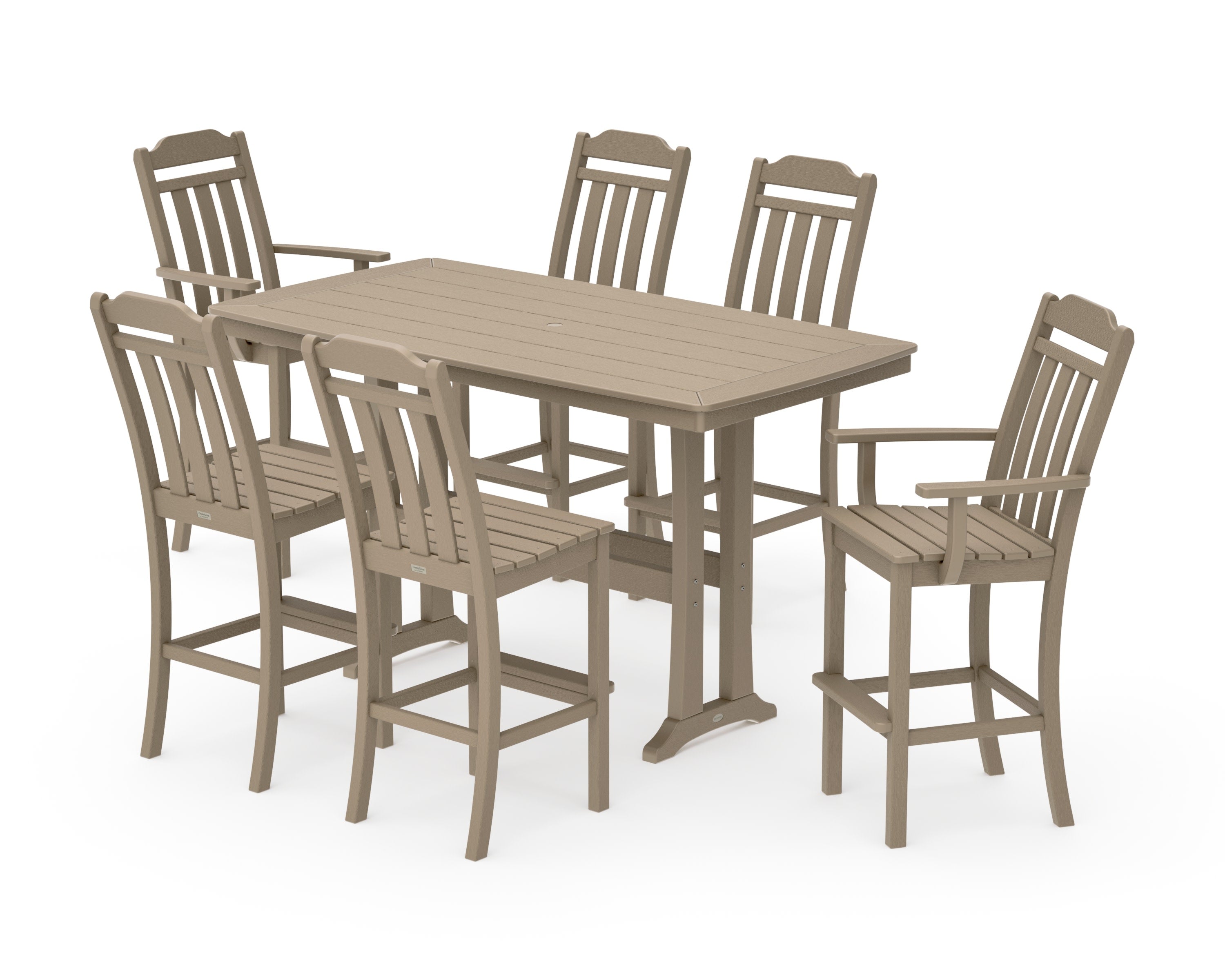 Cottage 7-Piece Bar Set with Trestle Legs in Vintage Sahara