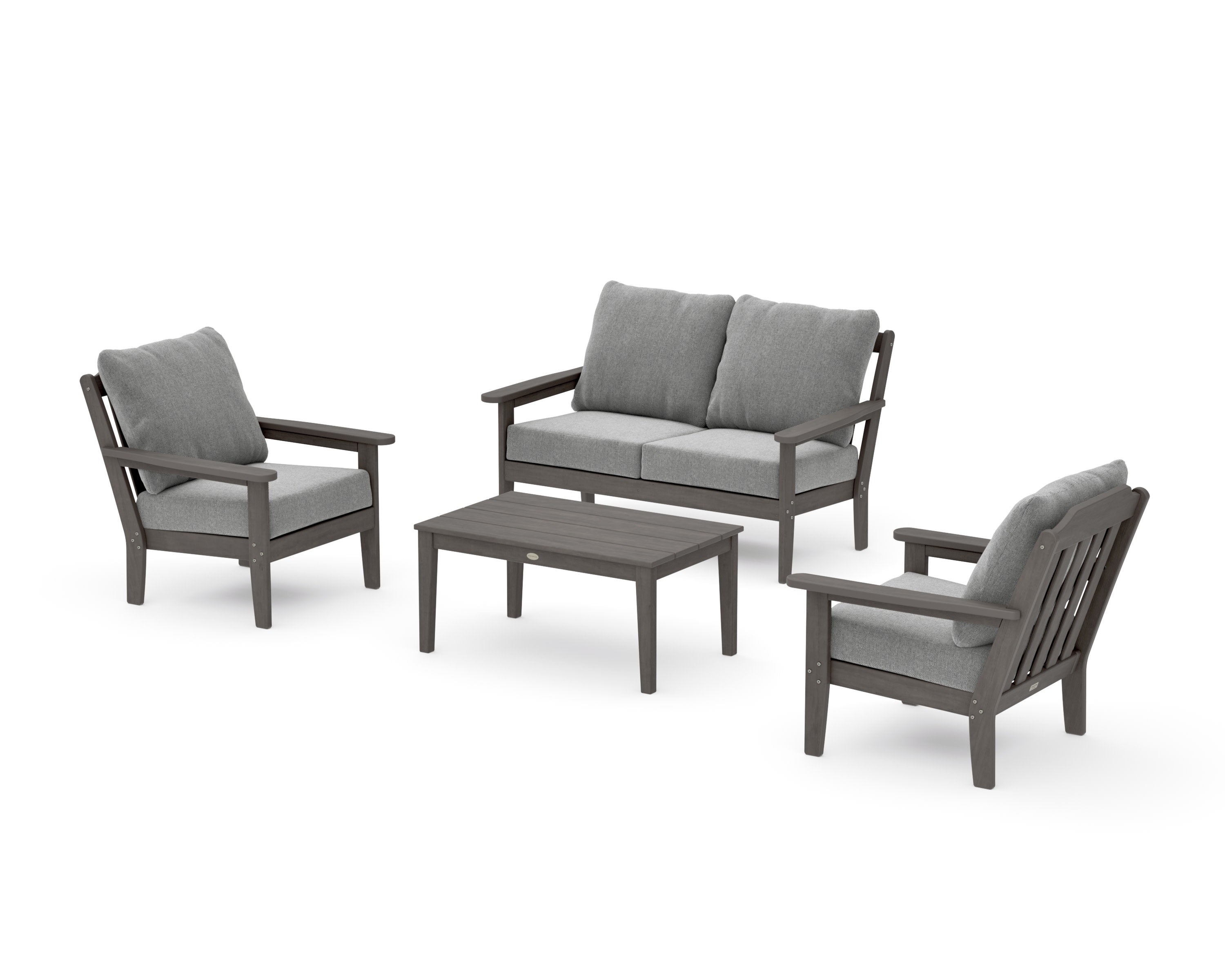 Cottage 4-Piece Deep Seating Set with Loveseat in Driftwood / Grey Mist