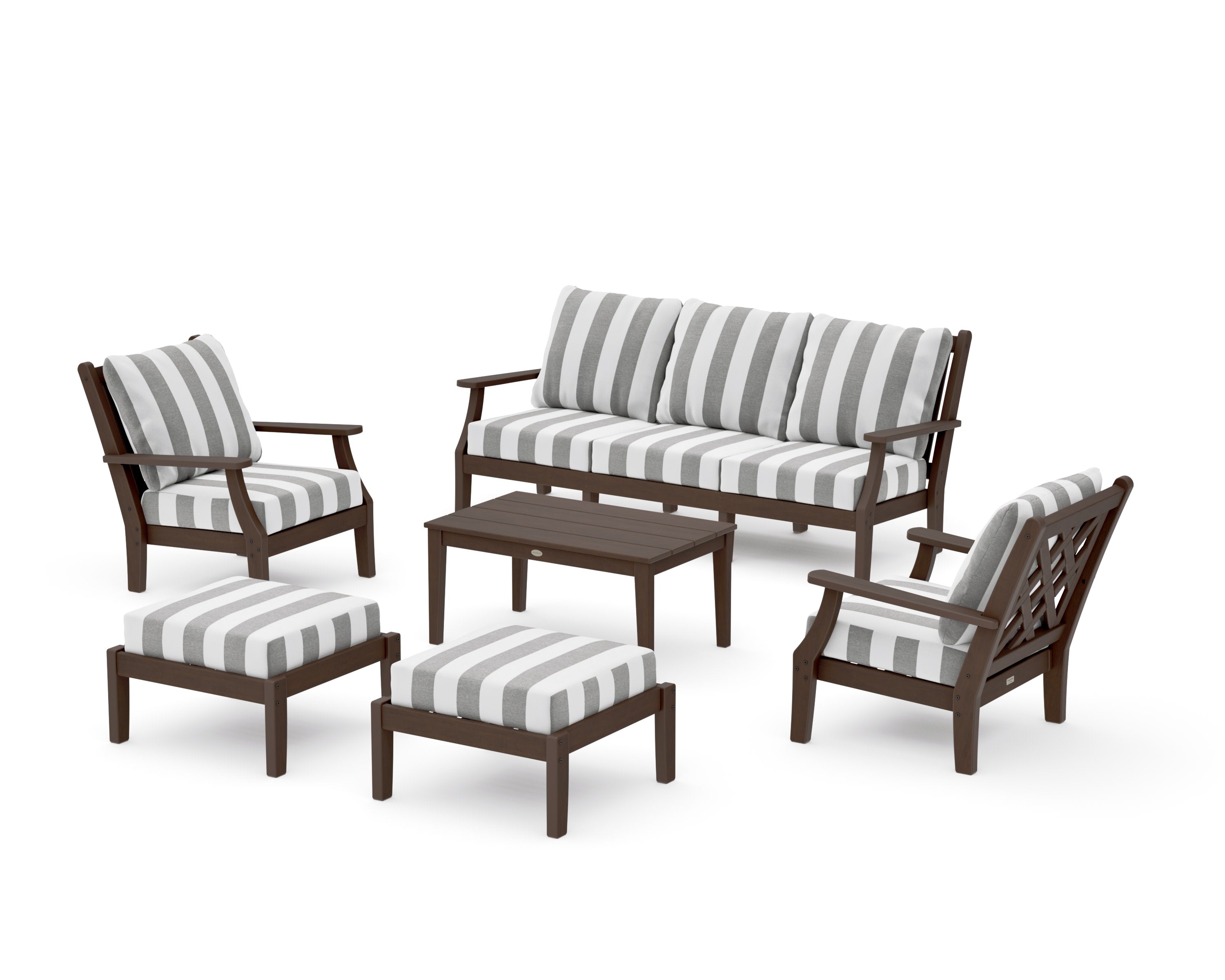 Wovendale 6-Piece Lounge Sofa Set in Kona / Cabana Stripe Grey Mist