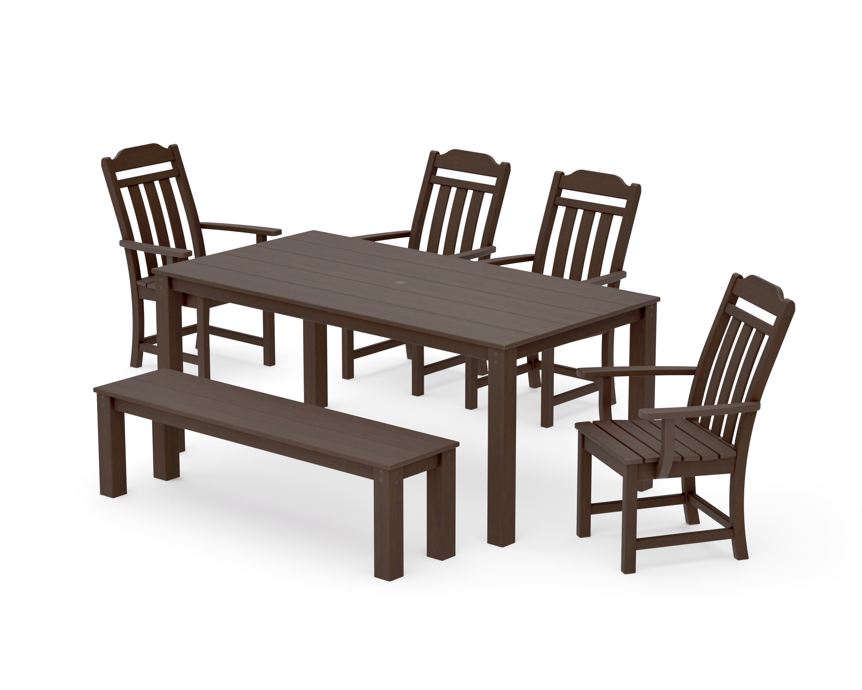 Cottage 6-Piece Parsons Dining Set with Bench in Kona