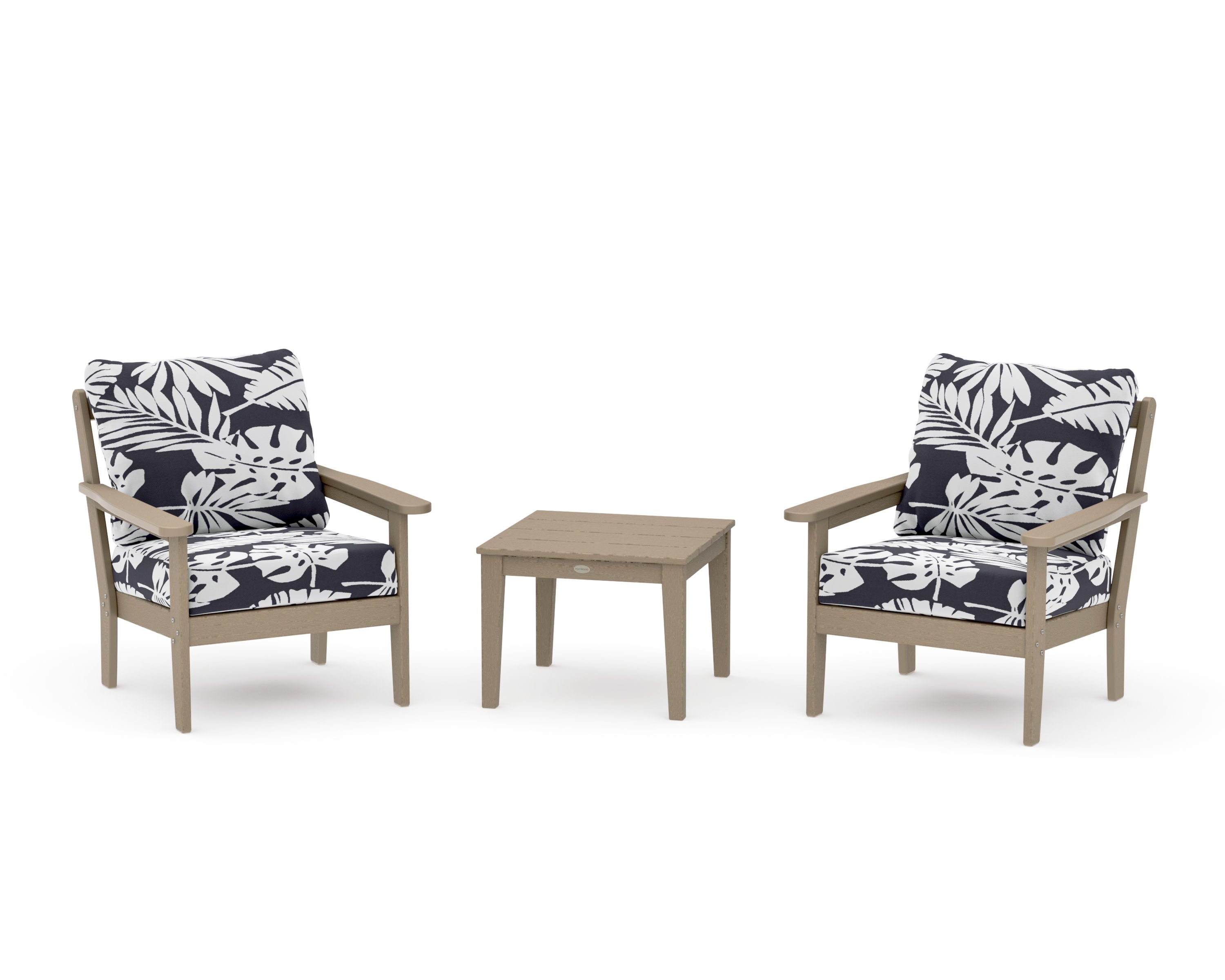 Cottage 3-Piece Deep Seating Set in Vintage Sahara / Leaf Navy