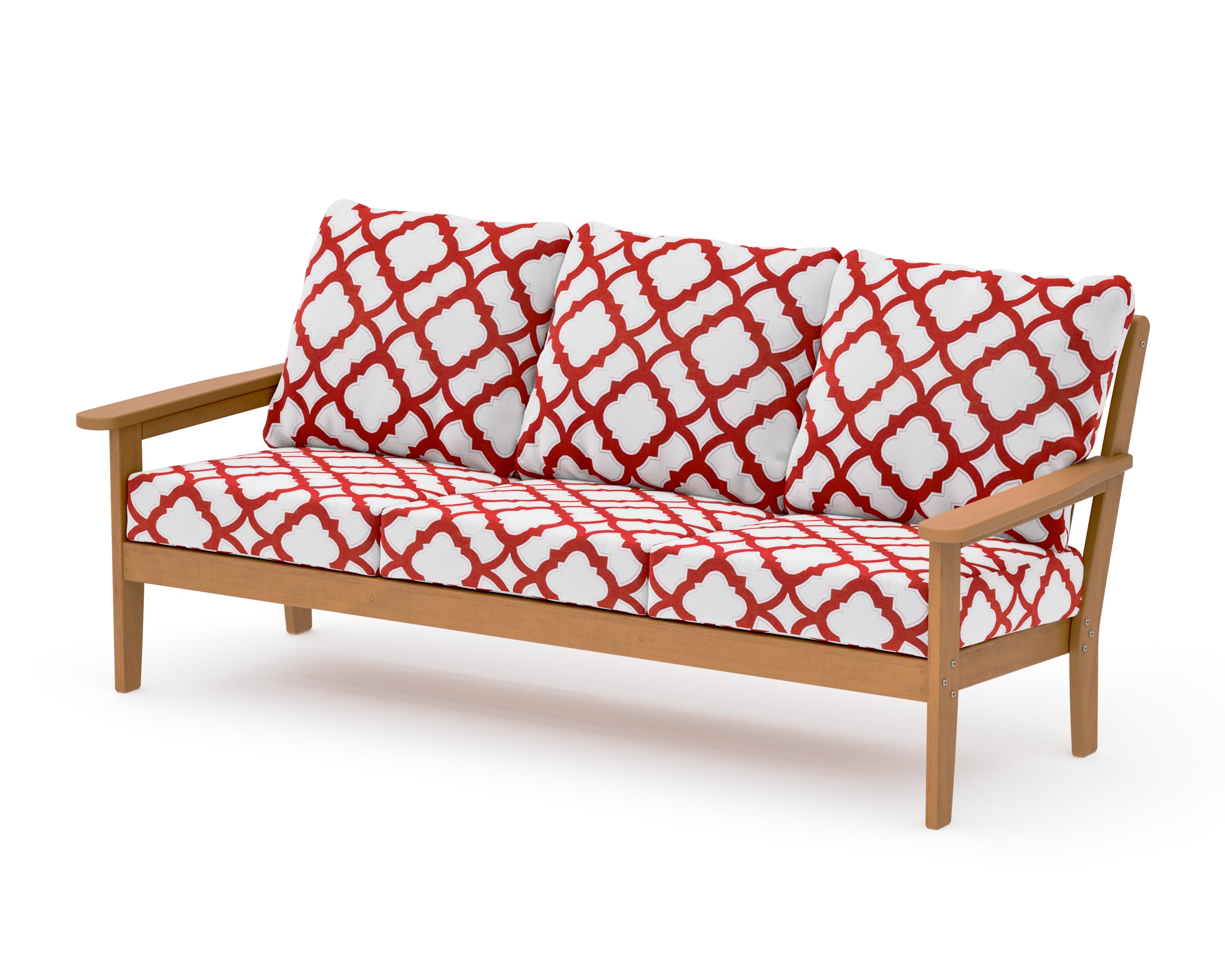 Cottage Deep Seating Sofa in Natural / Trellis Crimson