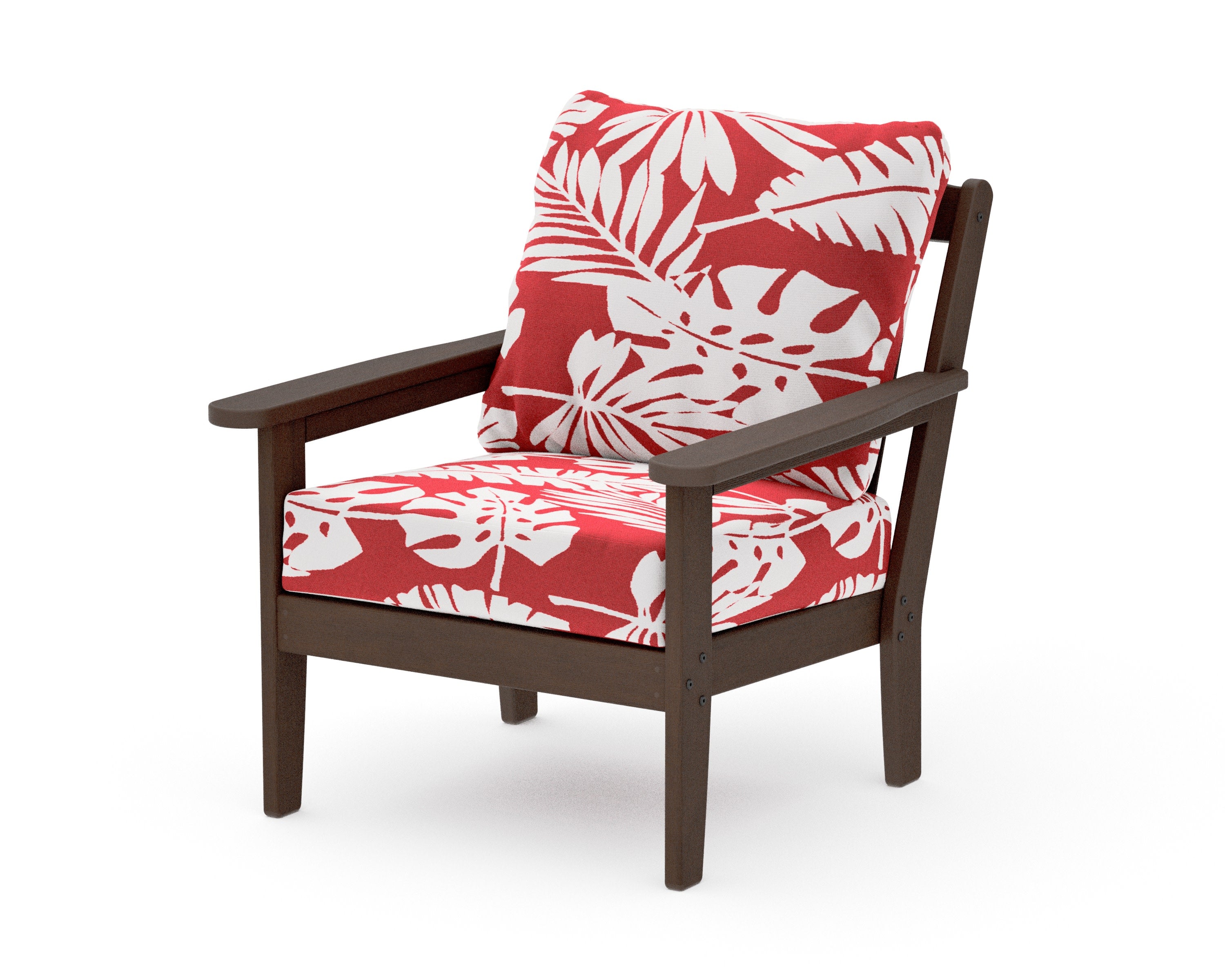 Cottage Deep Seating Chair in Kona / Leaf Crimson