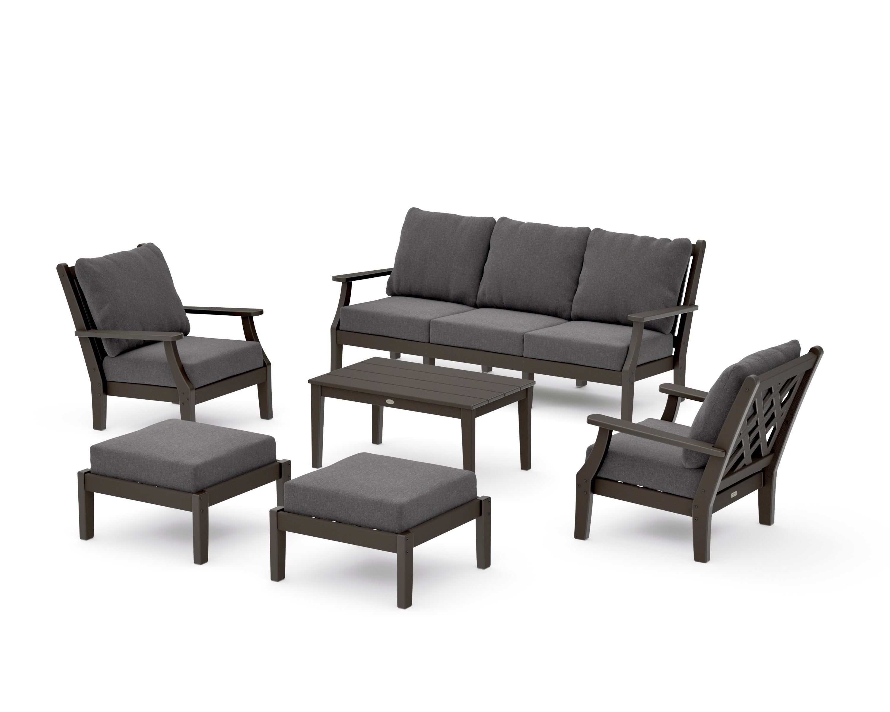 Wovendale 6-Piece Lounge Sofa Set in Vintage Coffee / Ash Charcoal
