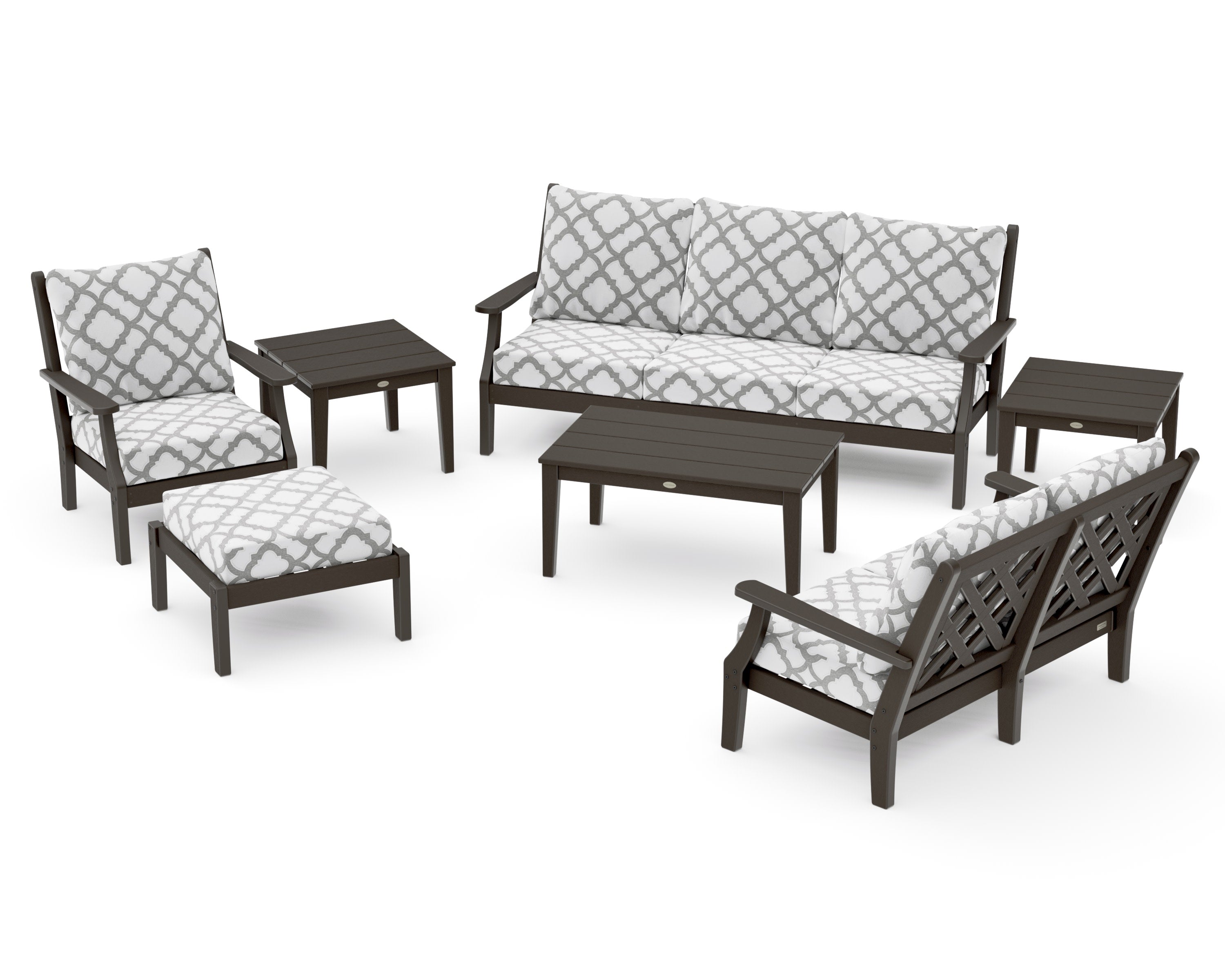 Wovendale 7-Piece Deep Seating Set in Vintage Coffee / Trellis Grey Mist
