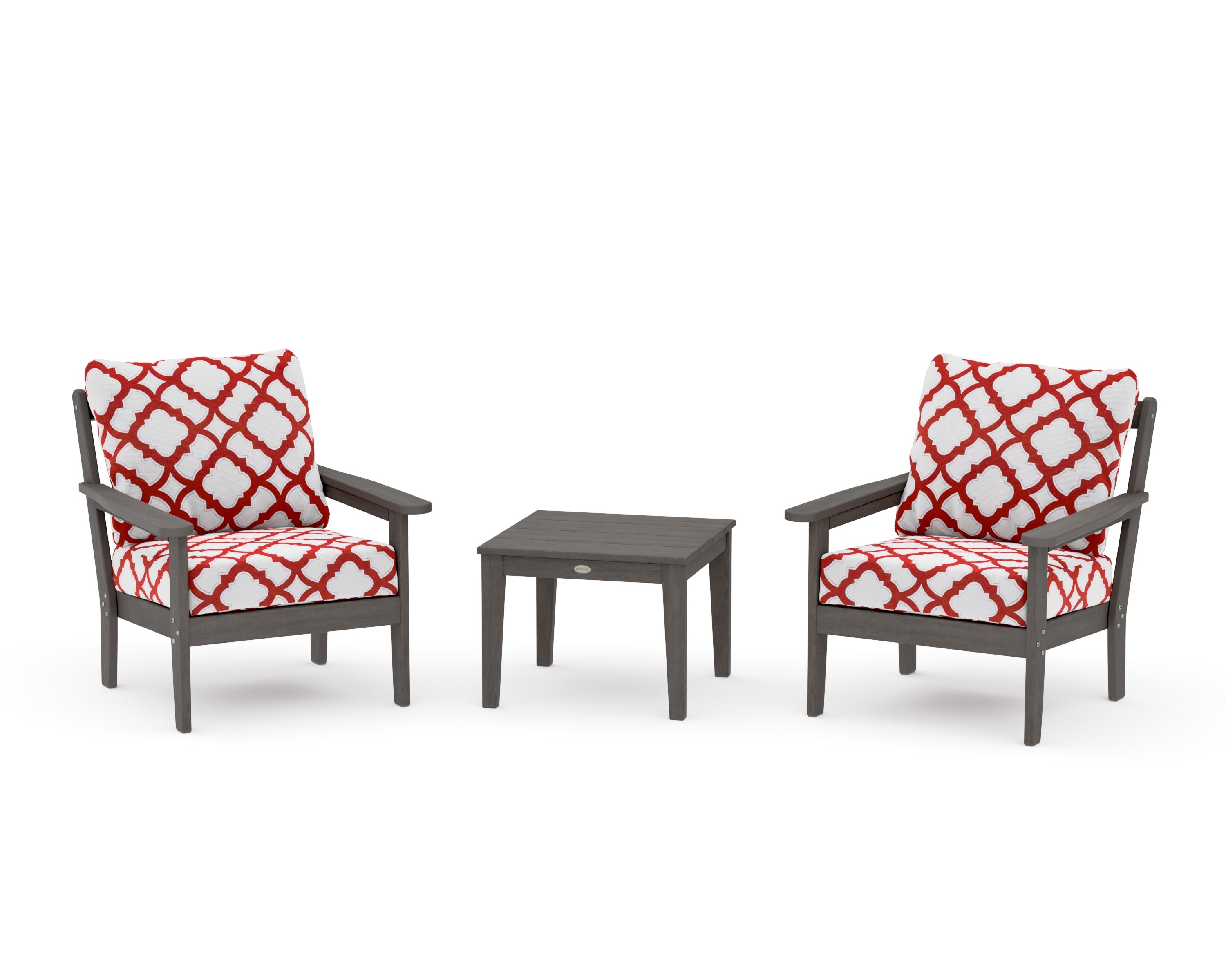 Cottage 3-Piece Deep Seating Set in Driftwood / Trellis Crimson