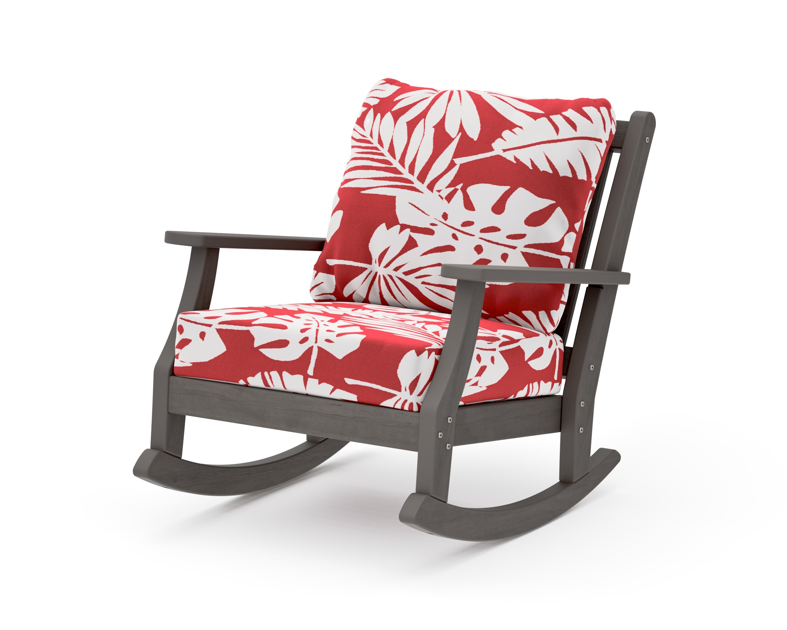 Wovendale Deep Seating Rocking Chair in Driftwood / Leaf Crimson