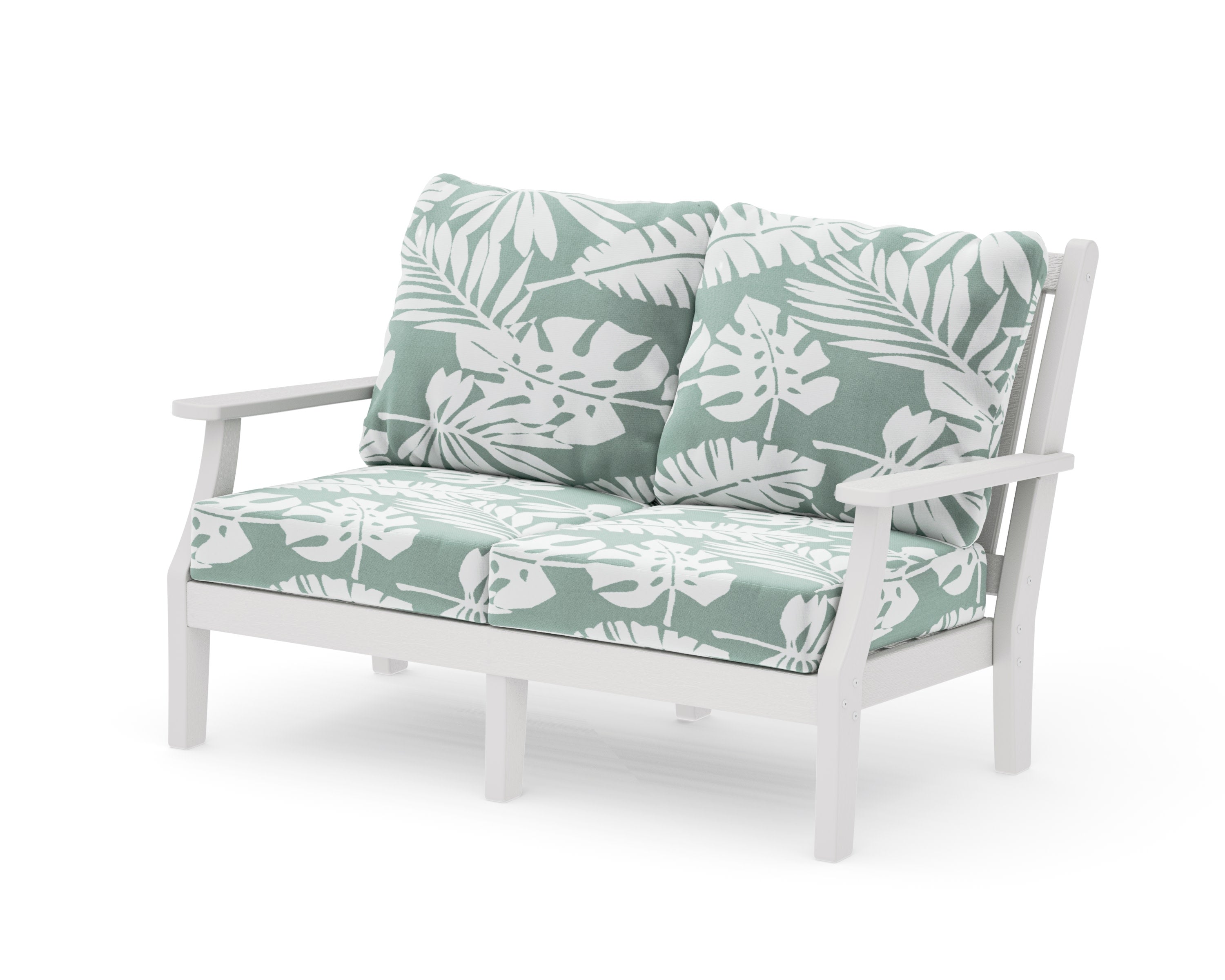 Wovendale Deep Seating Loveseat in Vintage White / Leaf Glacier Spa