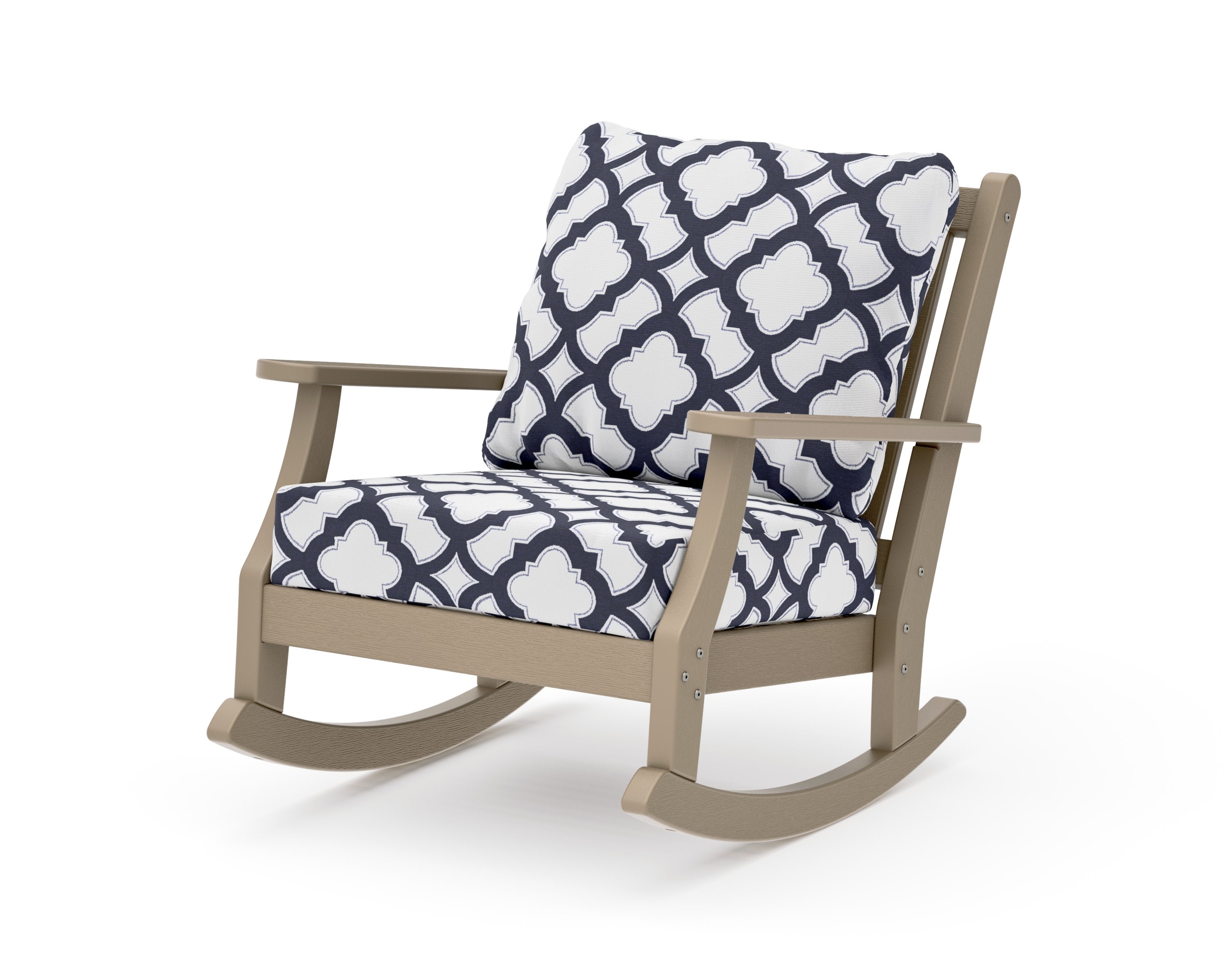 Wovendale Deep Seating Rocking Chair in Vintage Sahara / Trellis Navy