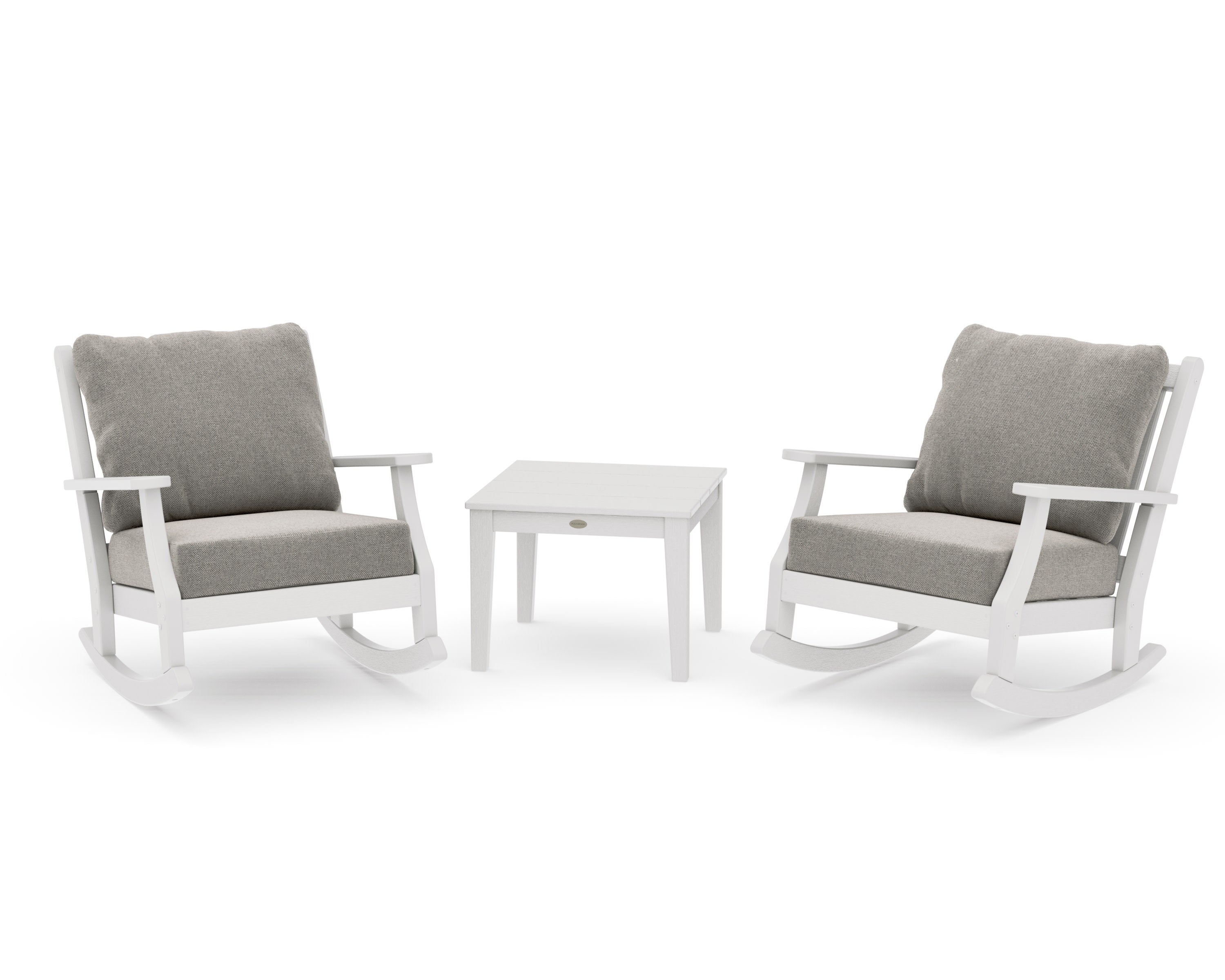 Wovendale 3-Piece Deep Seating Rocker Set in Vintage White / Weathered Tweed