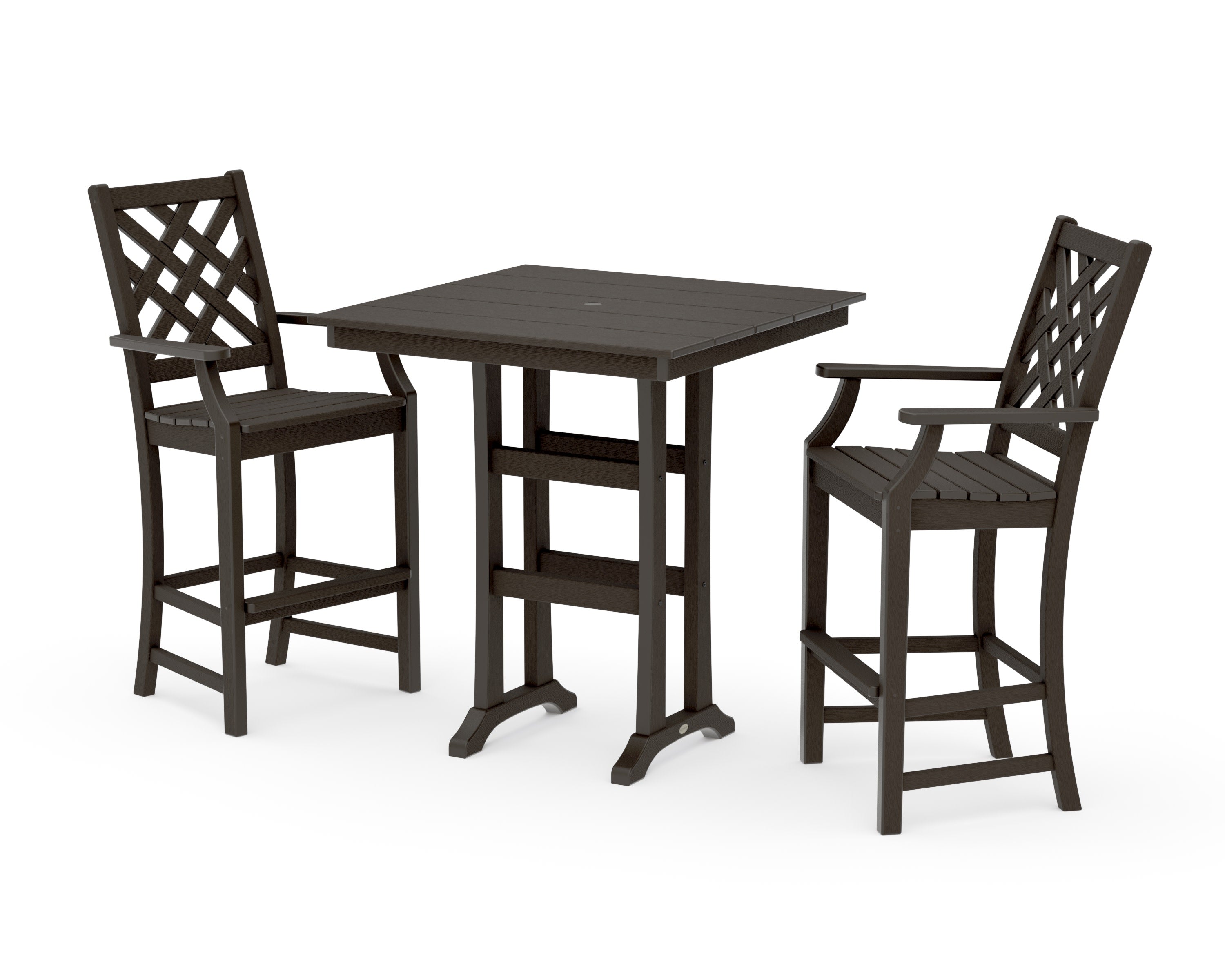 Wovendale 3-Piece Farmhouse Bar Set with Trestle Legs in Vintage Coffee