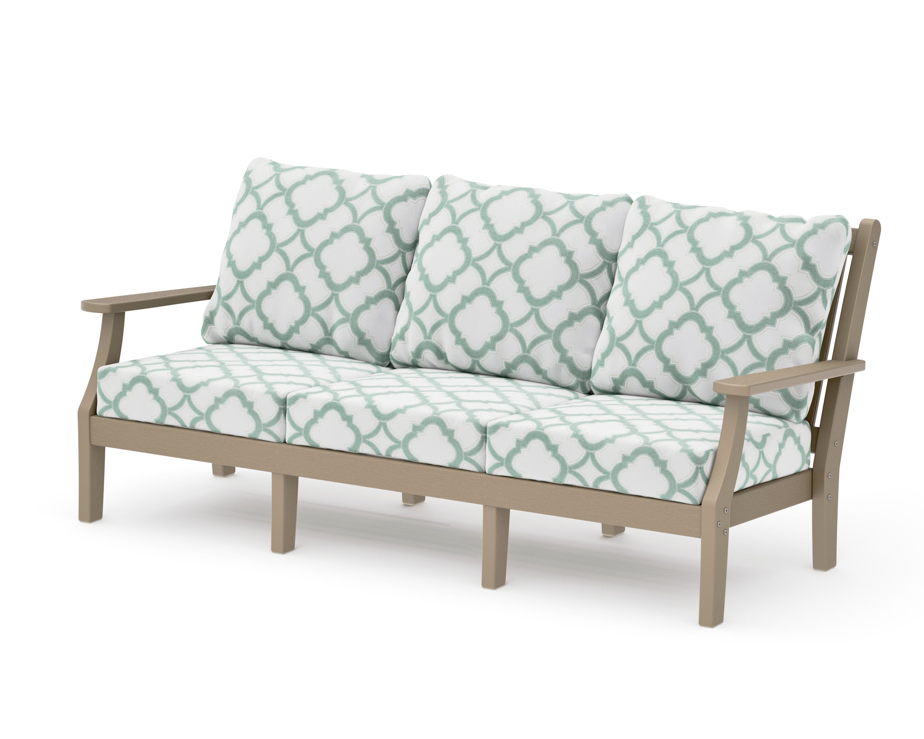 Wovendale Deep Seating Sofa in Vintage Sahara / Trellis Glacier Spa