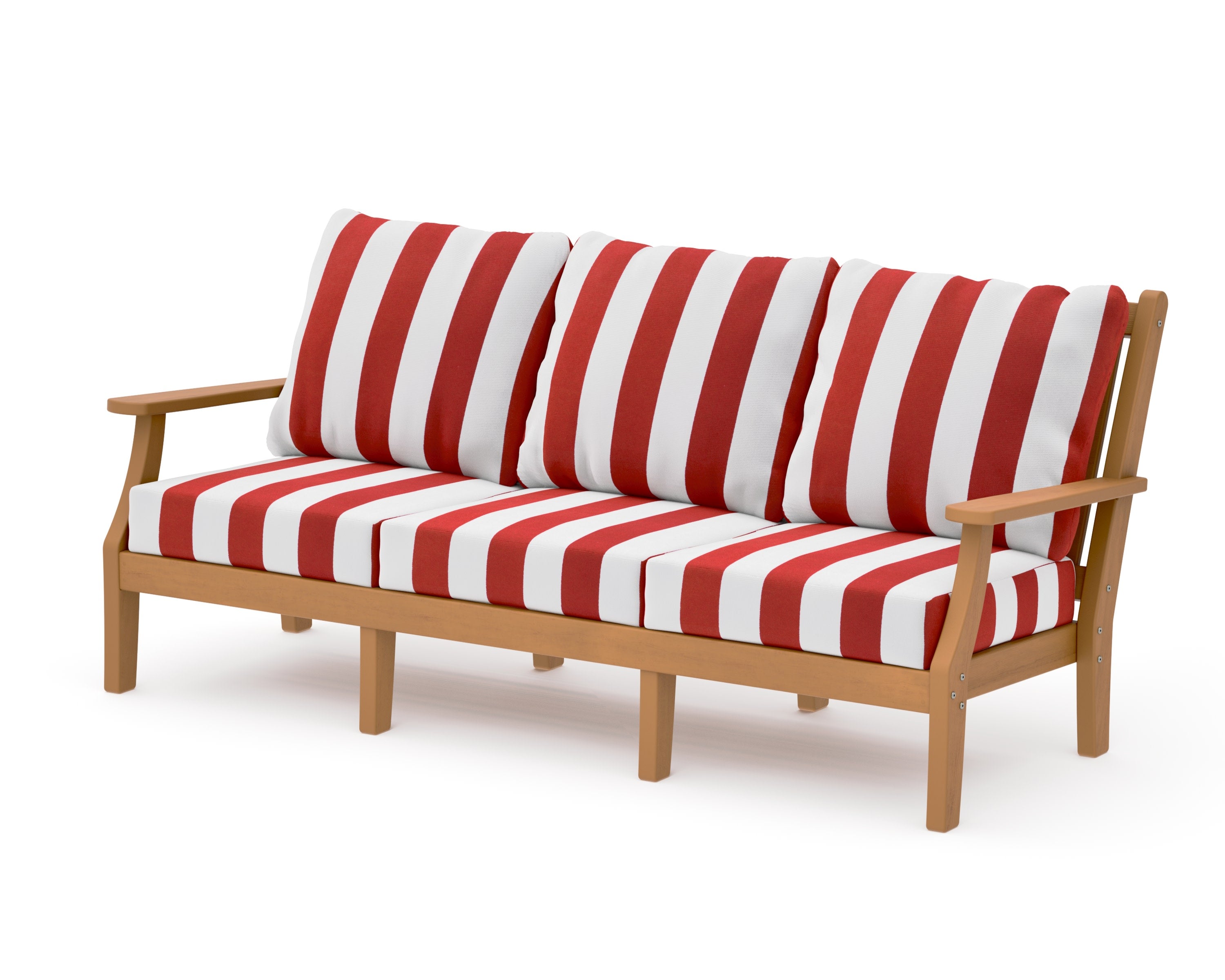 Wovendale Deep Seating Sofa in Natural / Cabana Stripe Crimson