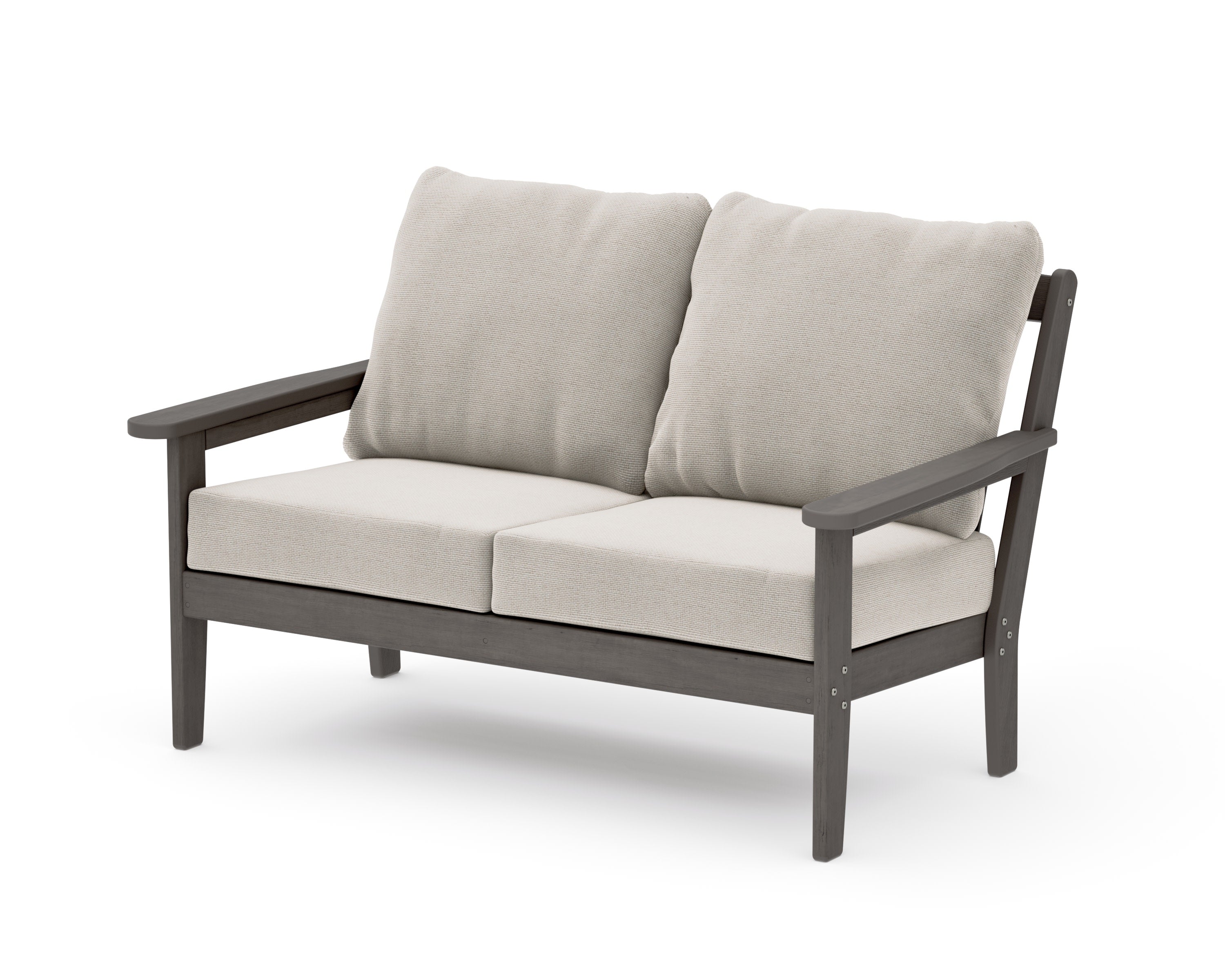 Cottage Deep Seating Loveseat in Driftwood / Dune Burlap