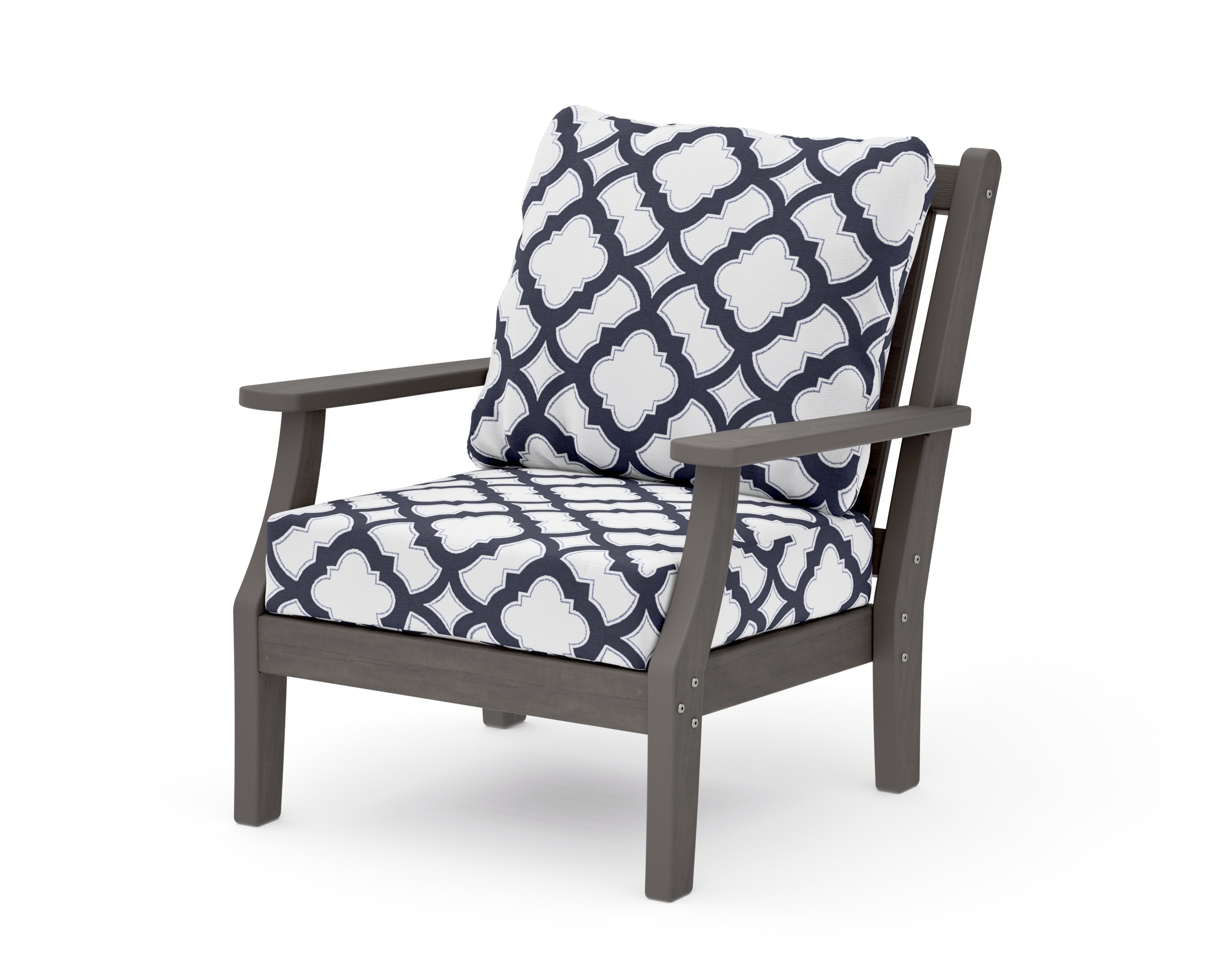 Wovendale Deep Seating Chair in Driftwood / Trellis Navy