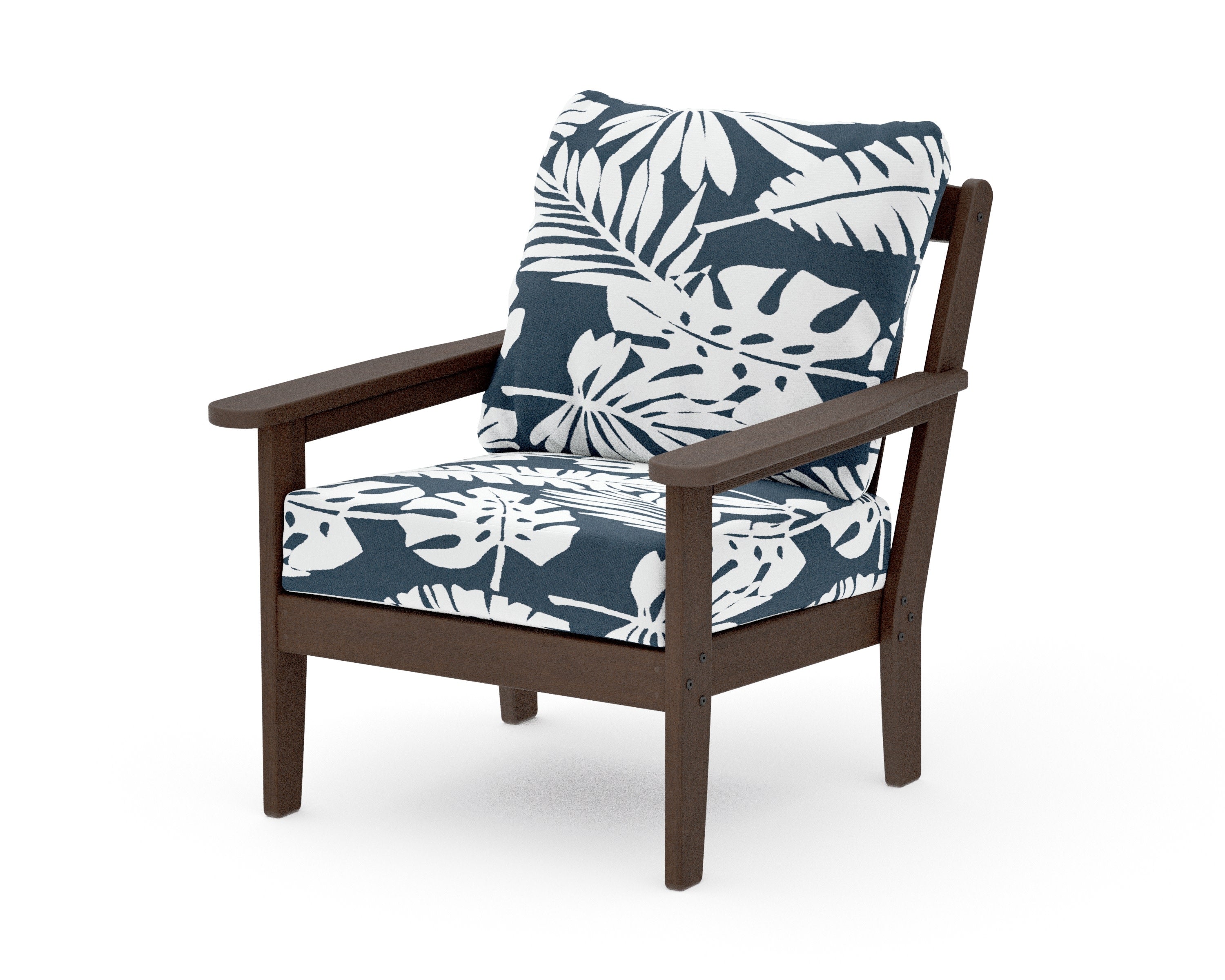 Cottage Deep Seating Chair in Kona / Leaf Marine Indigo